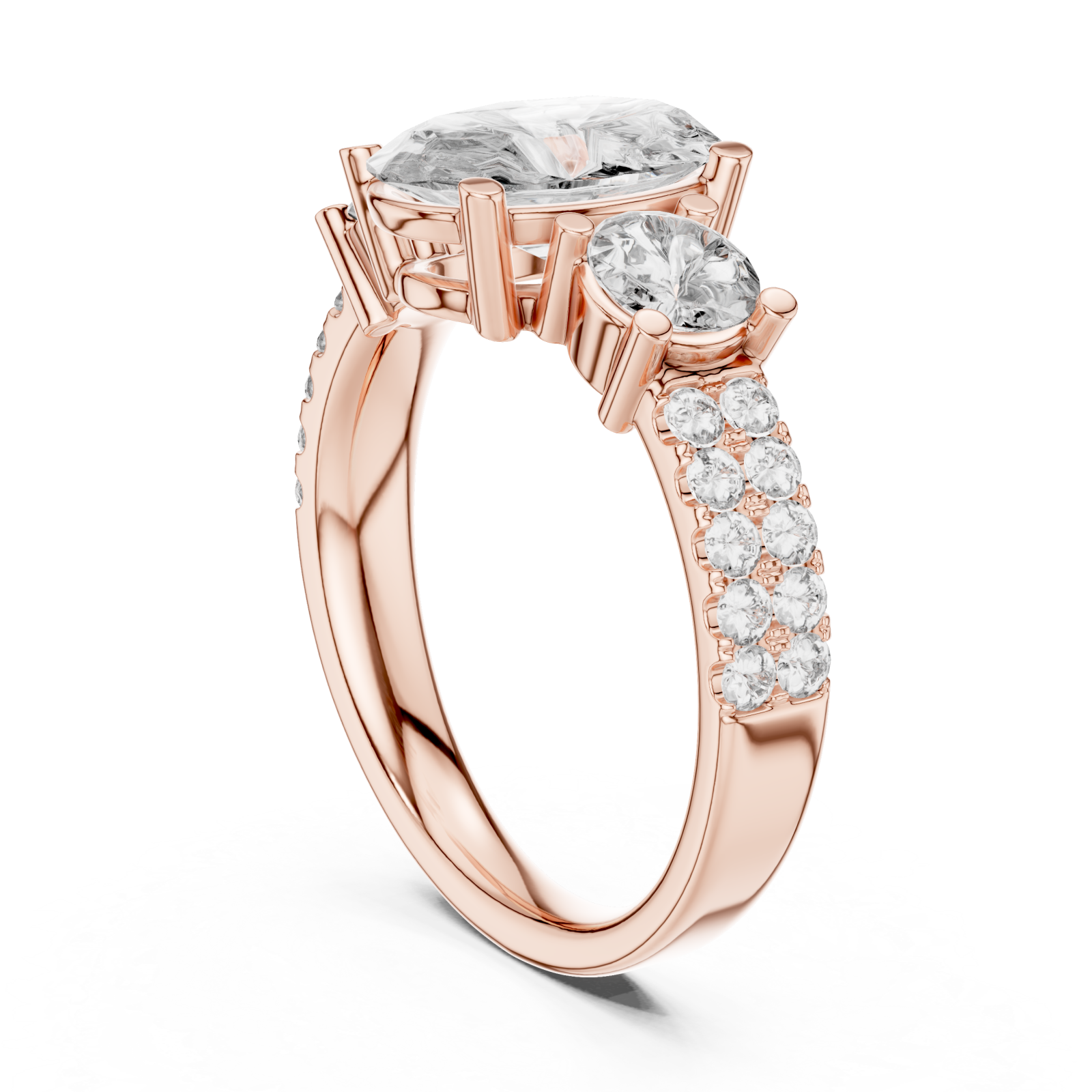  Rose Gold Cascading Embrace Modern Band Left View