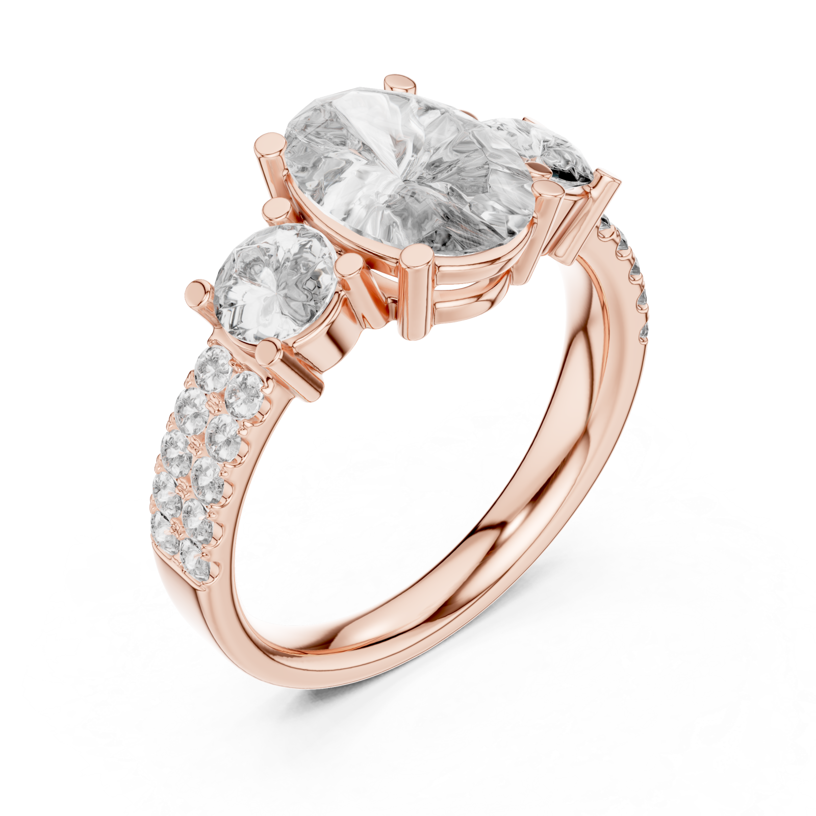  Rose Gold Cascading Embrace Modern Band Right View
