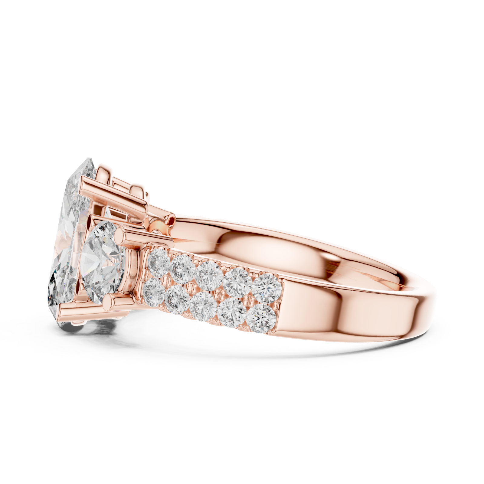  Rose Gold Cascading Embrace Modern Band Side View