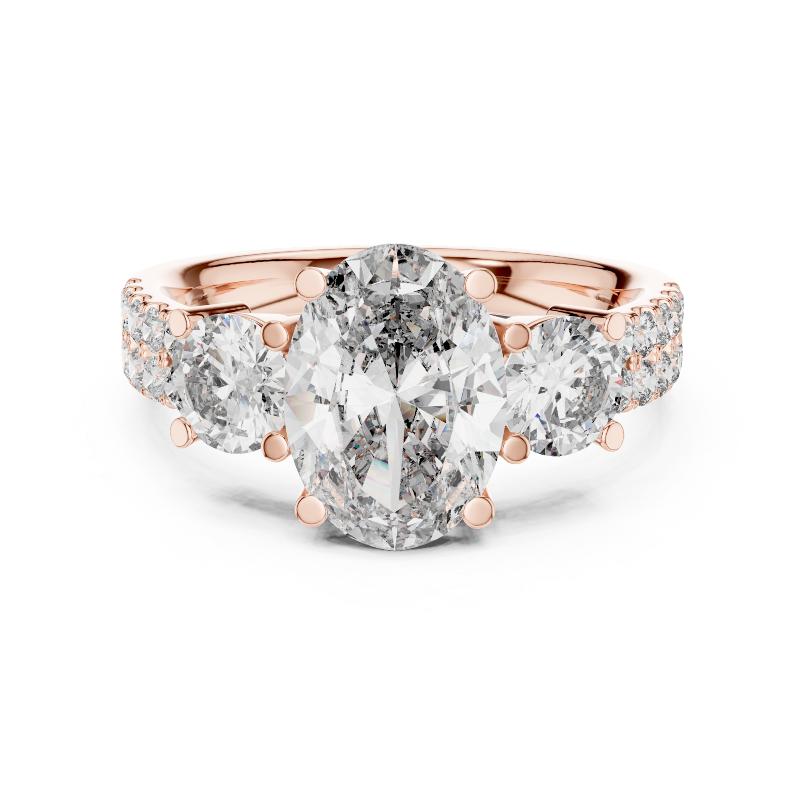  Rose Gold Cascading Embrace Modern Band Front View