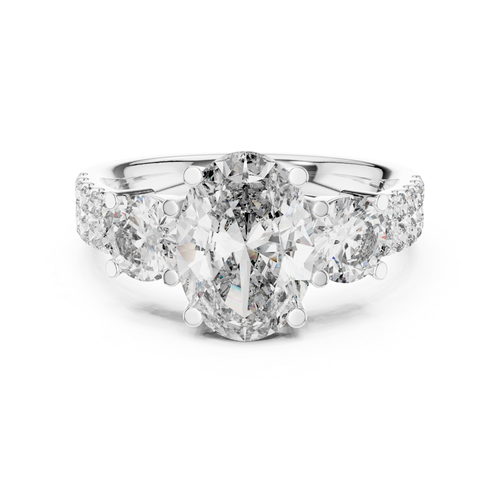  White Gold Cascading Embrace Modern Band Front View
