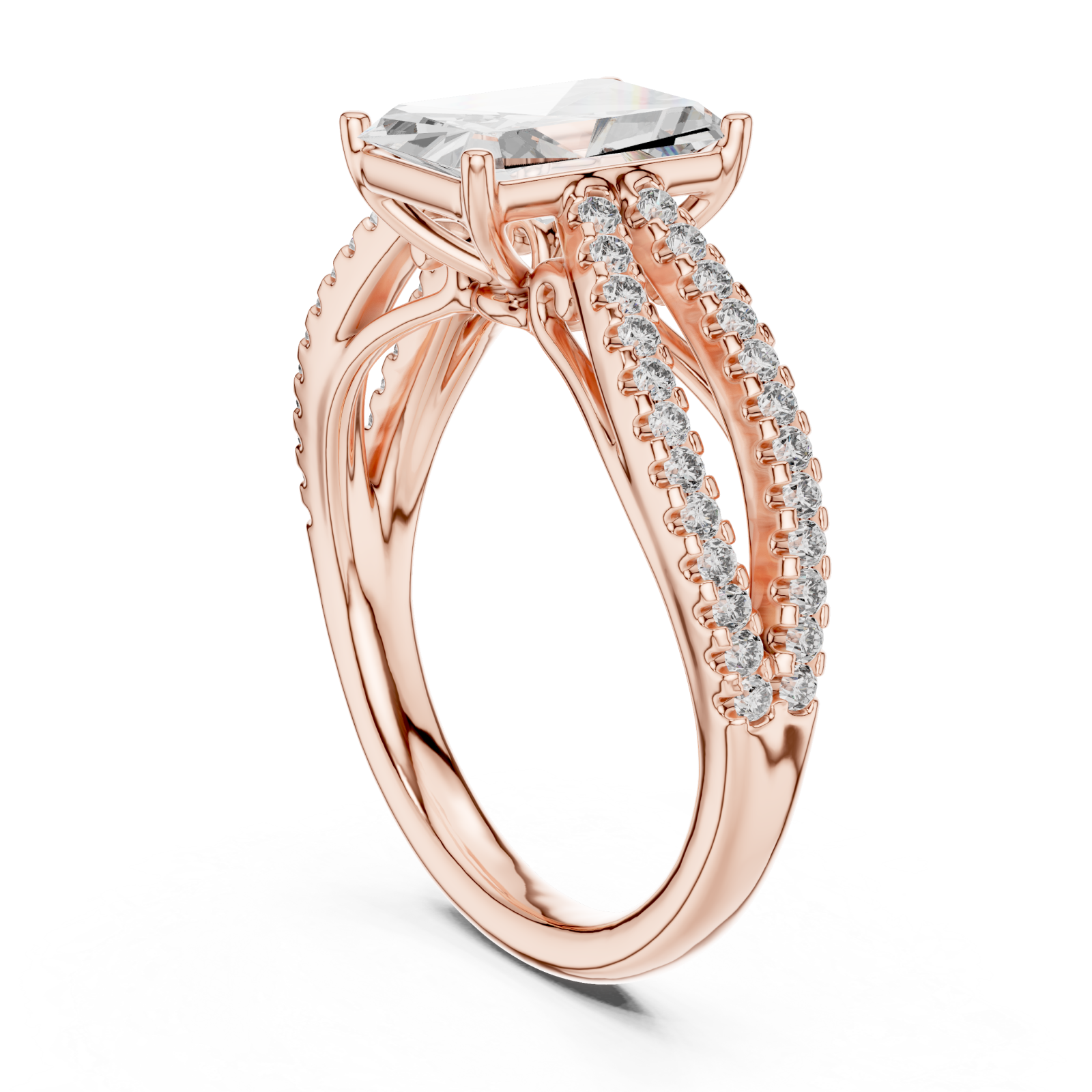 Rose Gold Radiant Embrace Halo Band Ring Left View