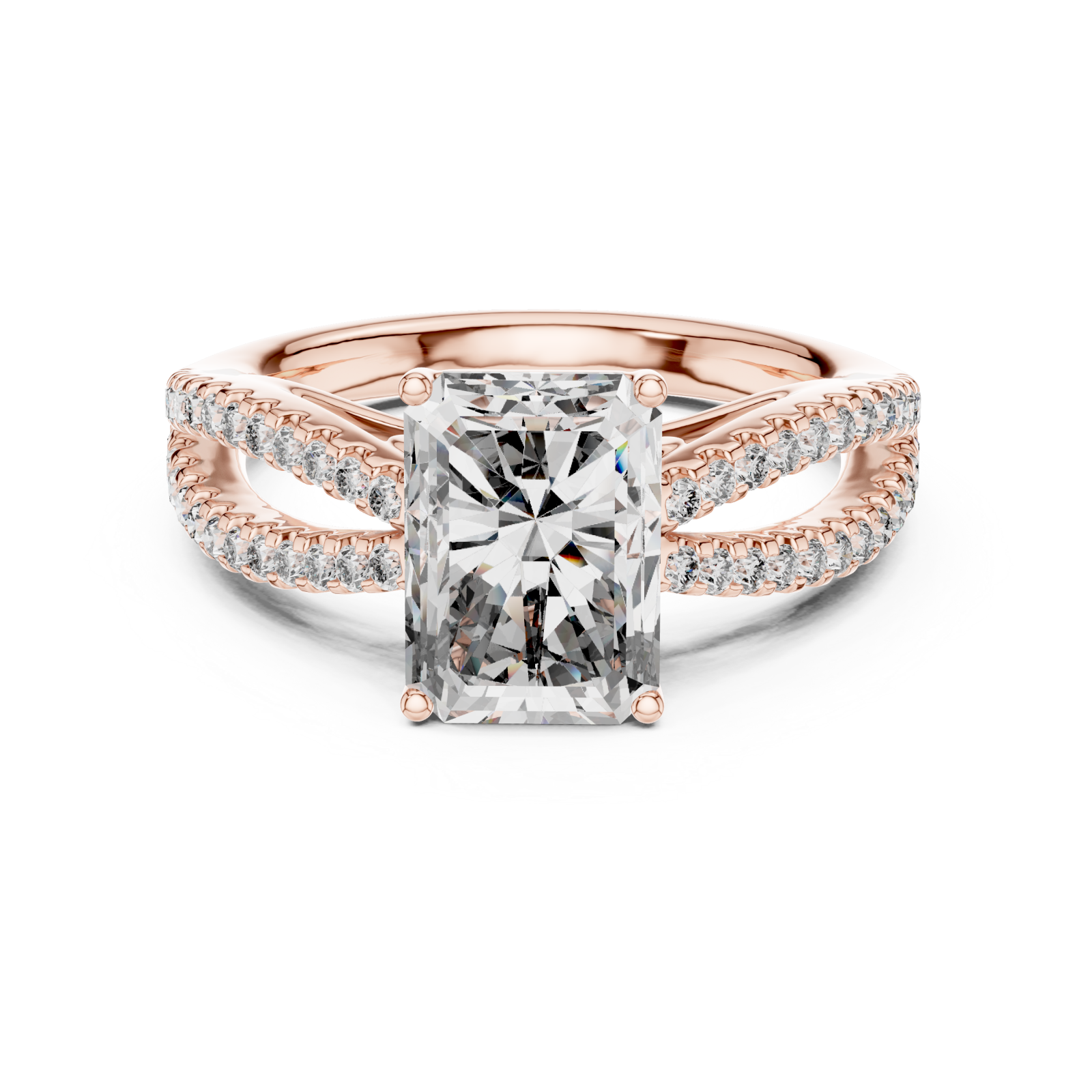  Rose Gold Radiant Embrace Halo Band Ring Front View