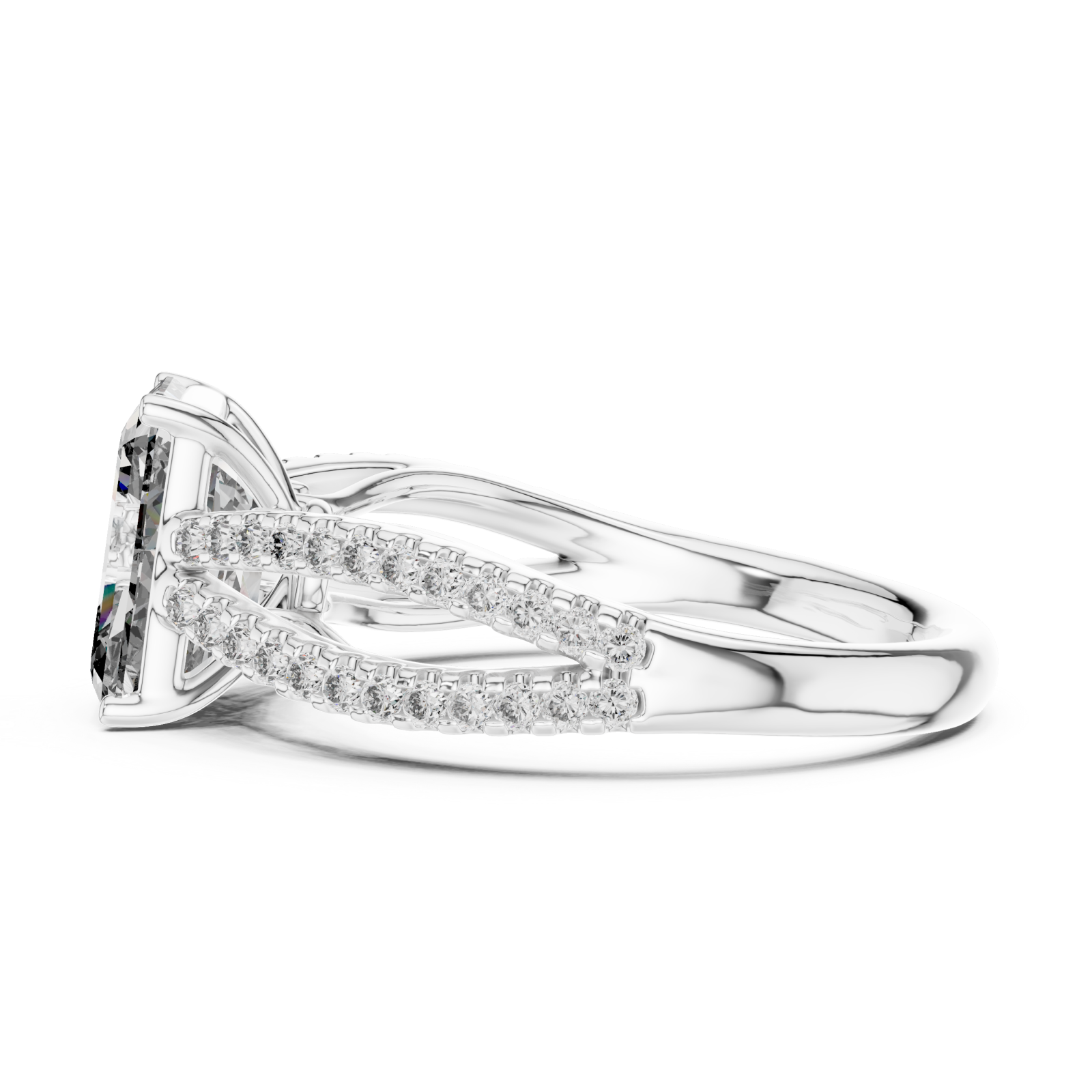  White Gold Radiant Embrace Halo Band Ring Side View