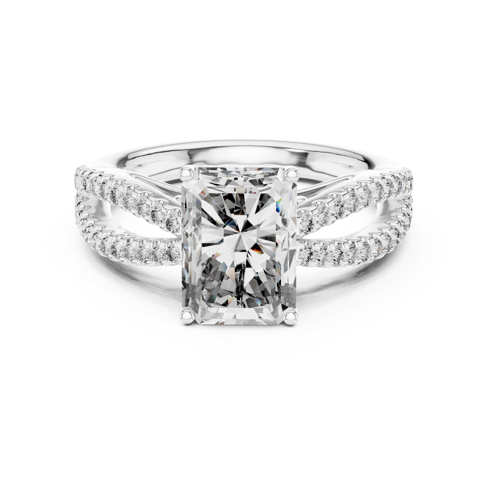  White Gold Radiant Embrace Halo Band Ring Front View