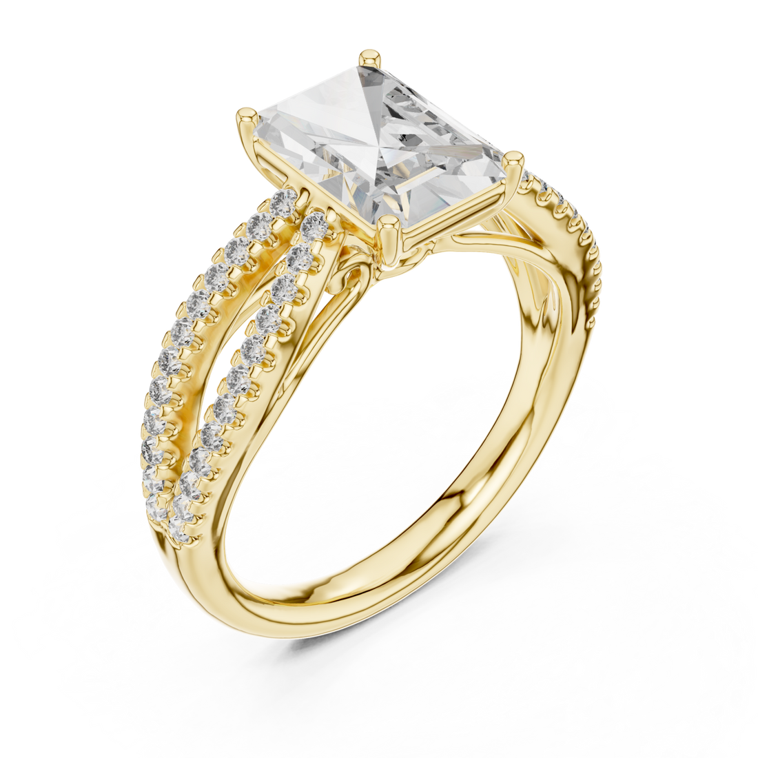 Gold Radiant Embrace Halo Band Ring Right View