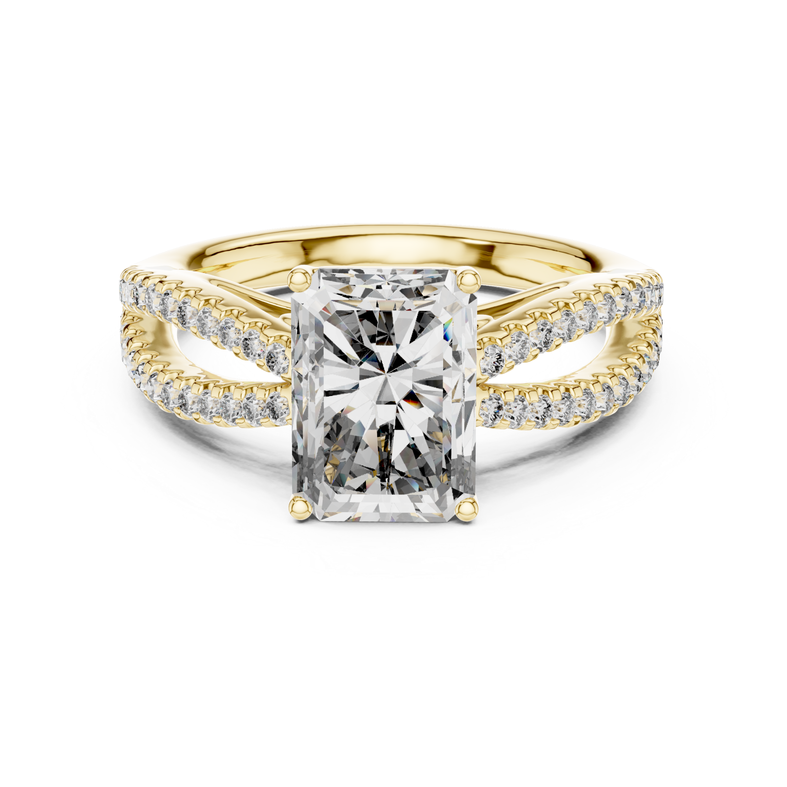  Gold Radiant Embrace Halo Band Ring Front View