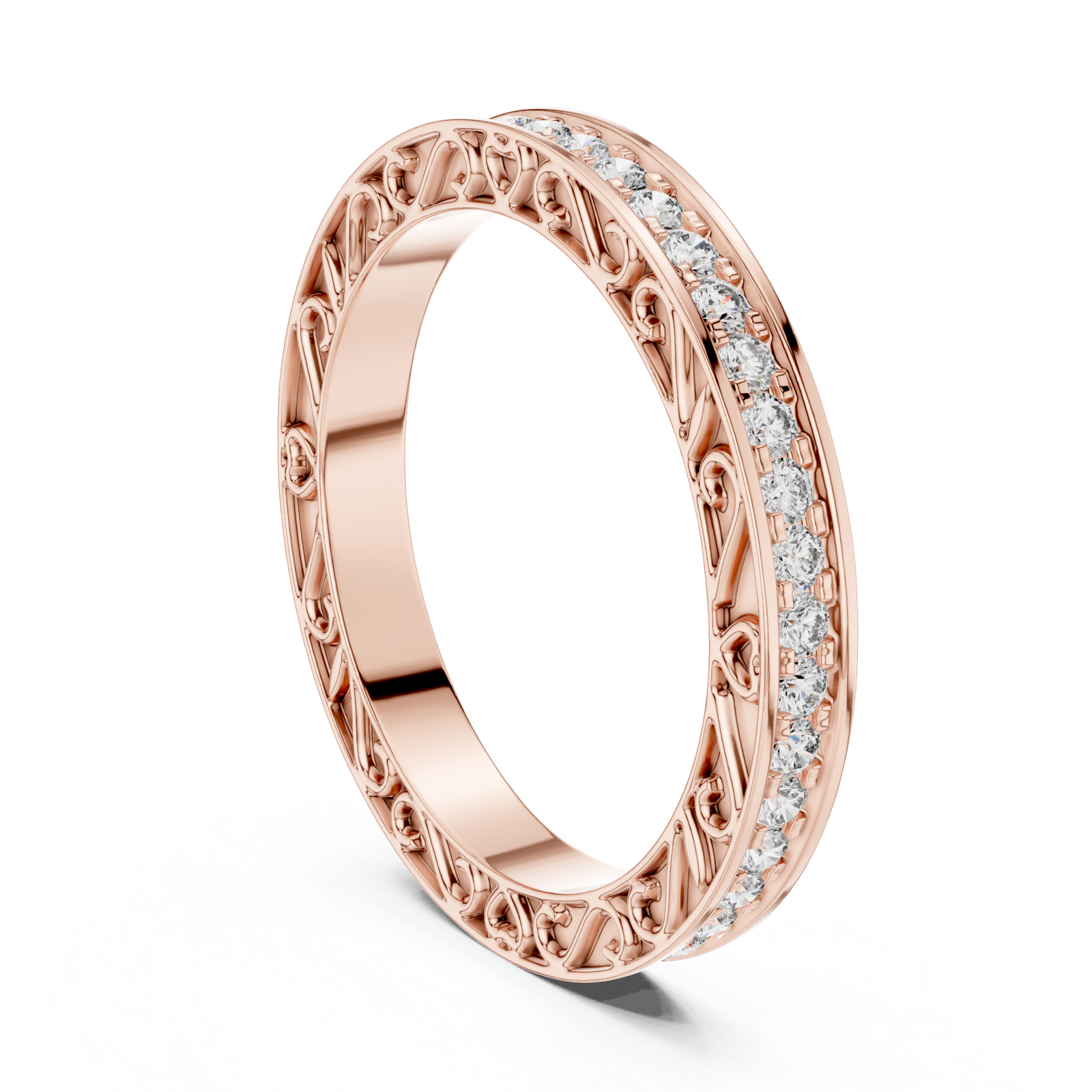  Rose Gold Classic Embrace Adorned Band Left View