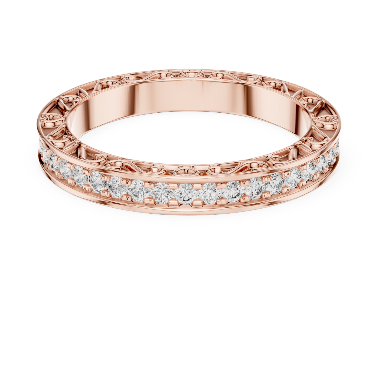  Rose Gold Classic Embrace Adorned Band Front View
