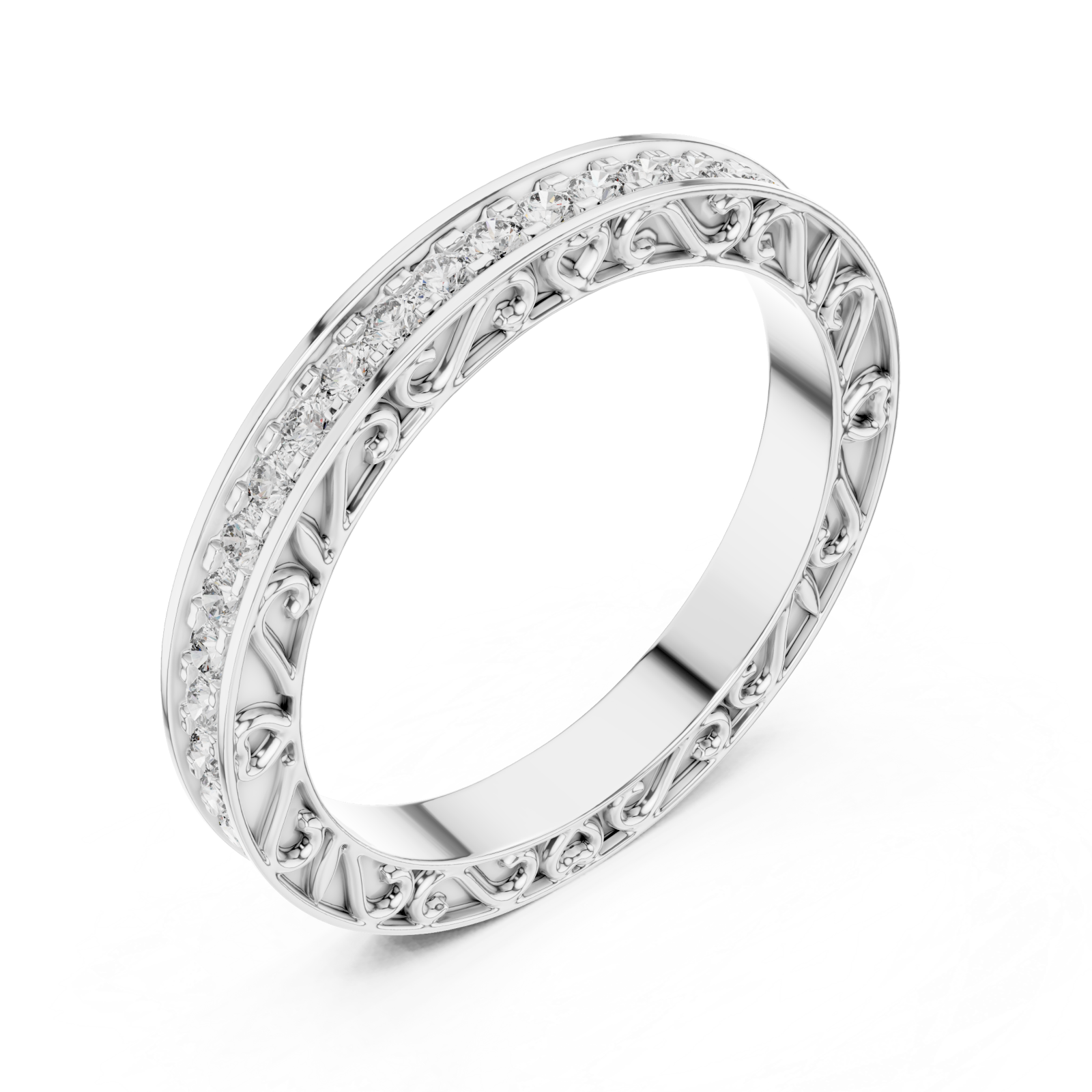  White Gold Classic Embrace Adorned Band Right View