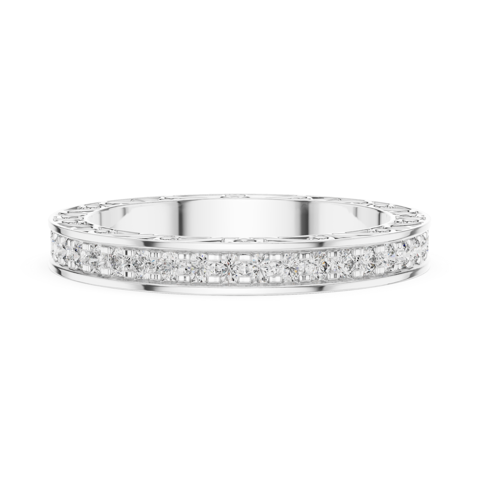  White Gold Classic Embrace Adorned Band Side View