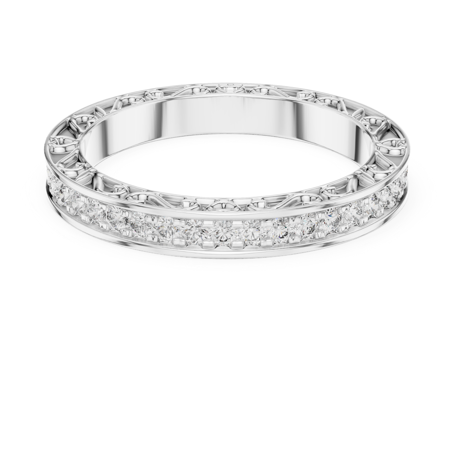  White Gold Classic Embrace Adorned Band Front View