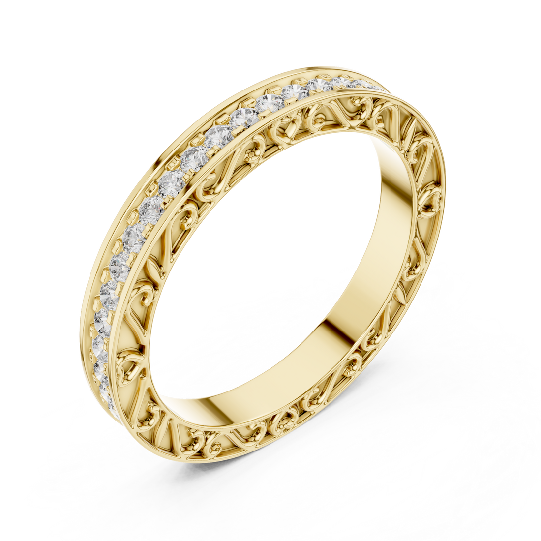 Gold Classic Embrace Adorned Band Right View