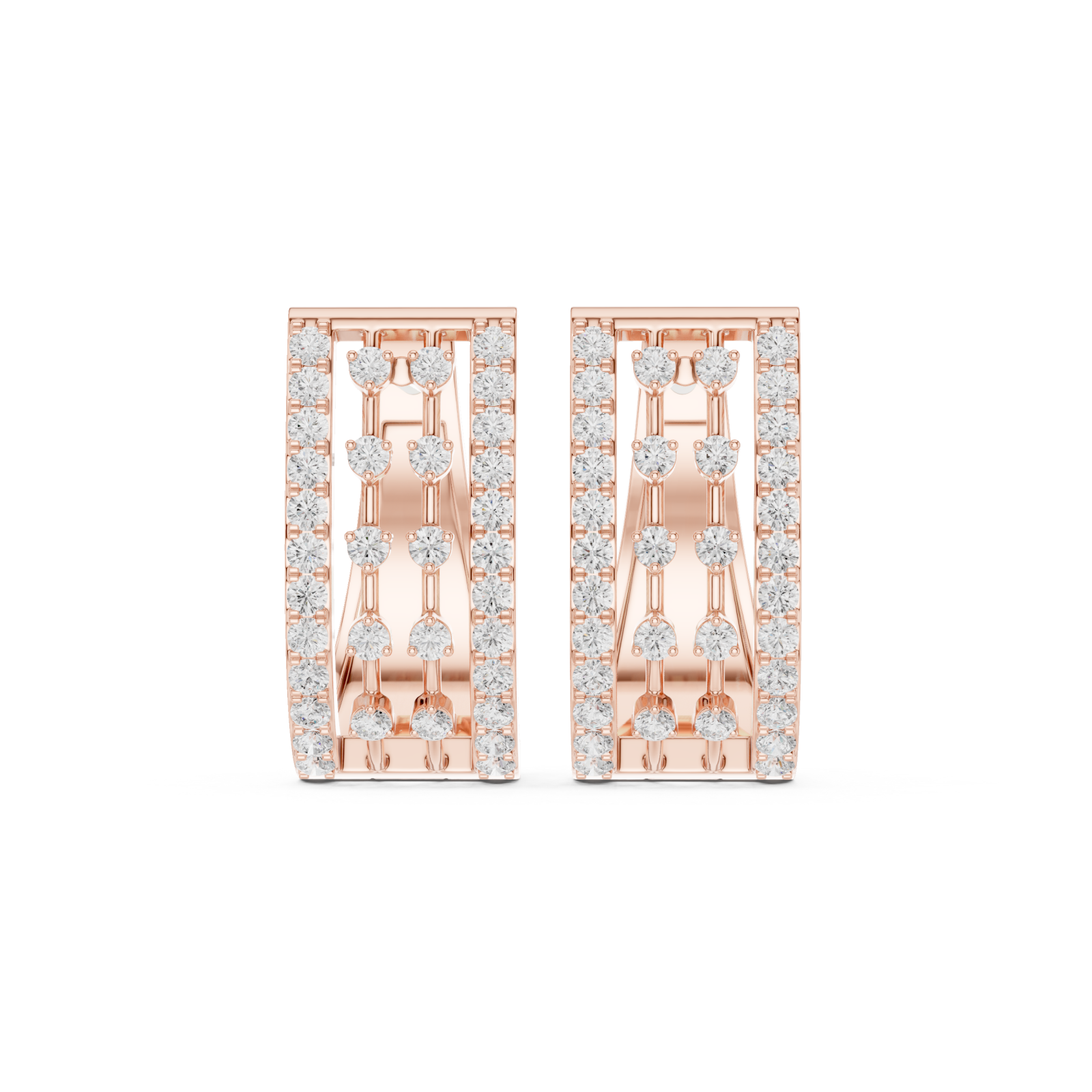  Rose Gold Modern Silhouette Hoop Earrings Front View