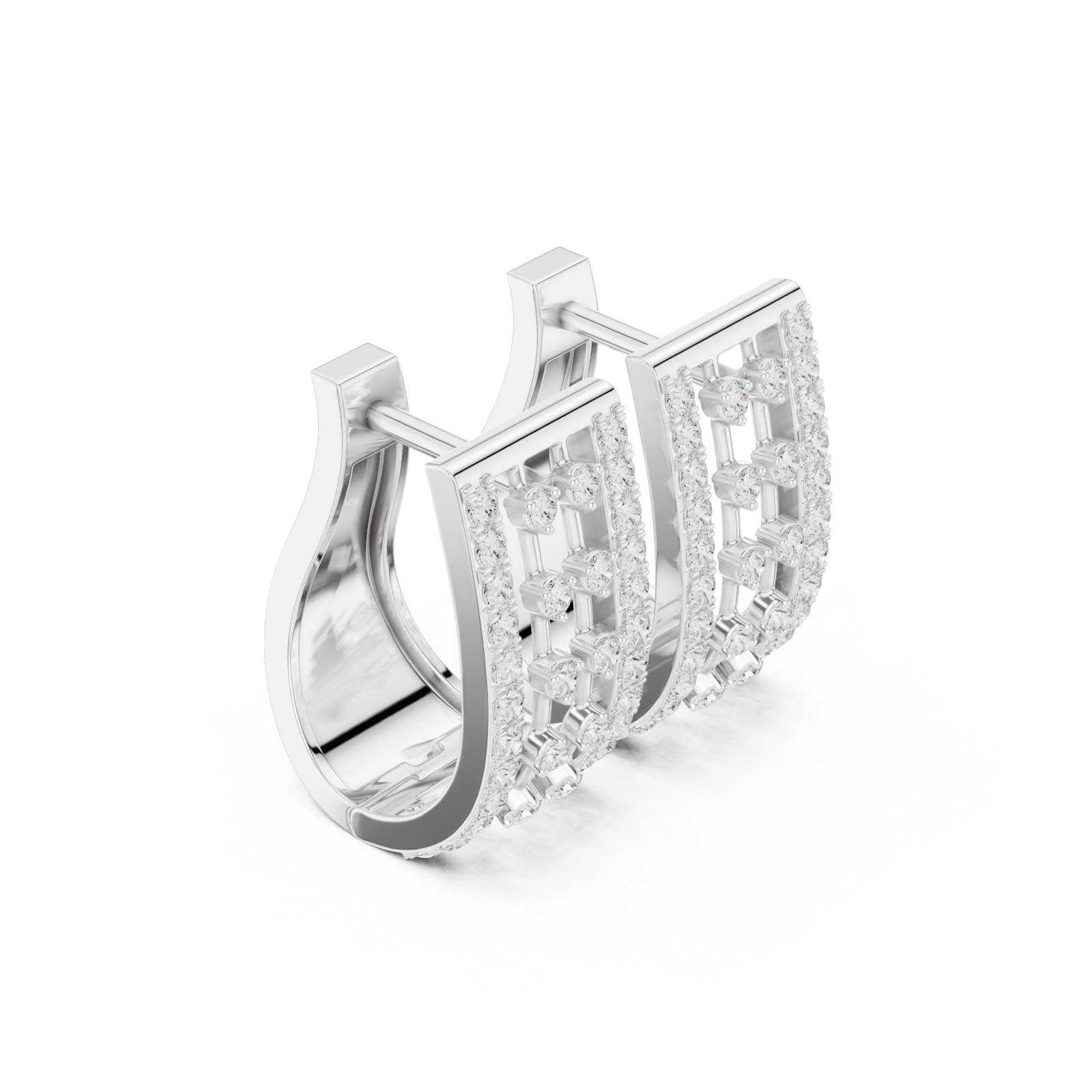  White Gold Modern Silhouette Hoop Earrings Left View