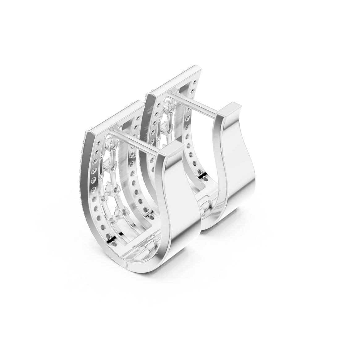  White Gold Modern Silhouette Hoop Earrings Right View