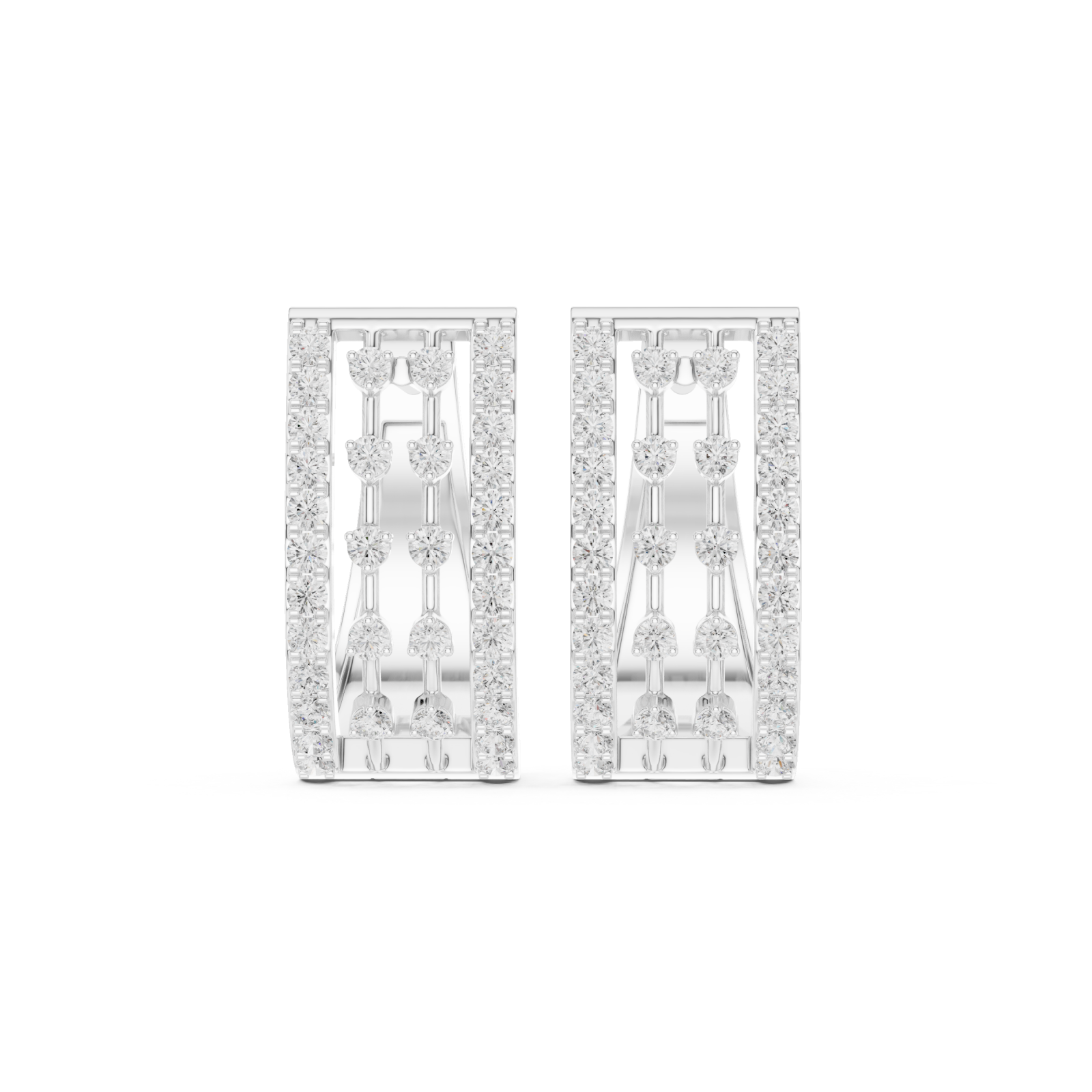  White Gold Modern Silhouette Hoop Earrings Front View