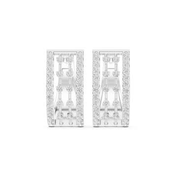  White Gold Modern Silhouette Hoop Earrings Front View