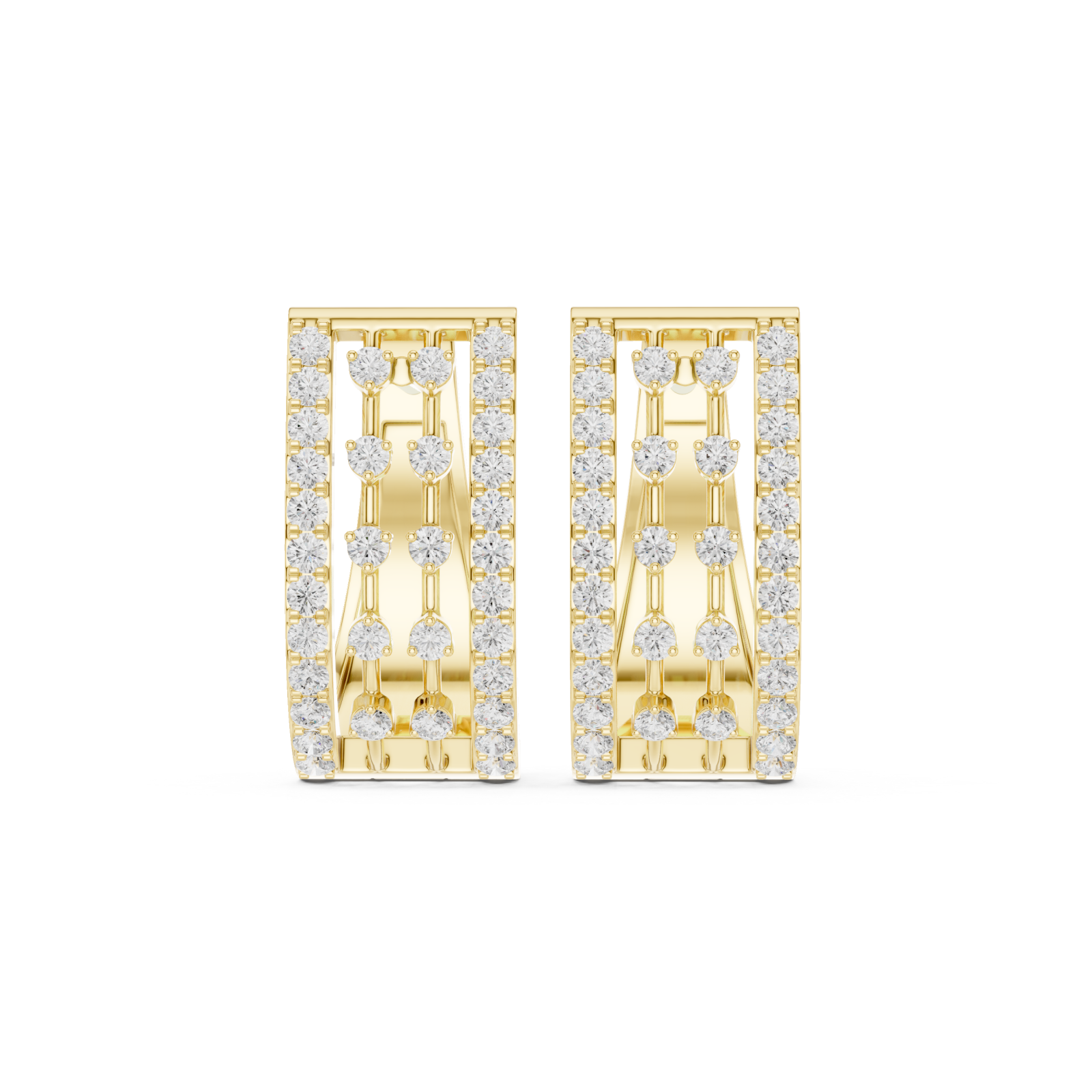 Gold Modern Silhouette Hoop Earrings Front View