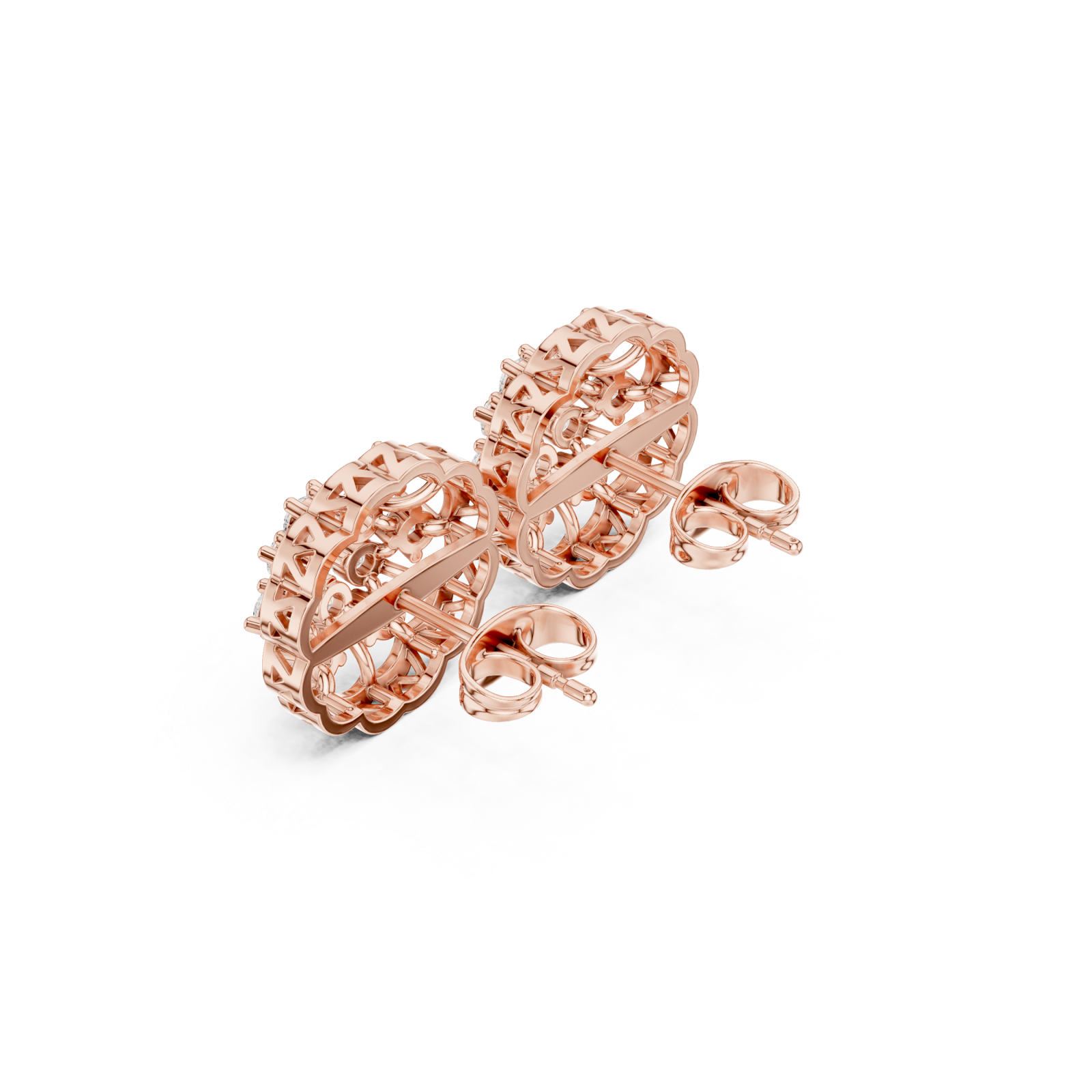  Rose Gold Timeless Filigree Lace Earrings Right View