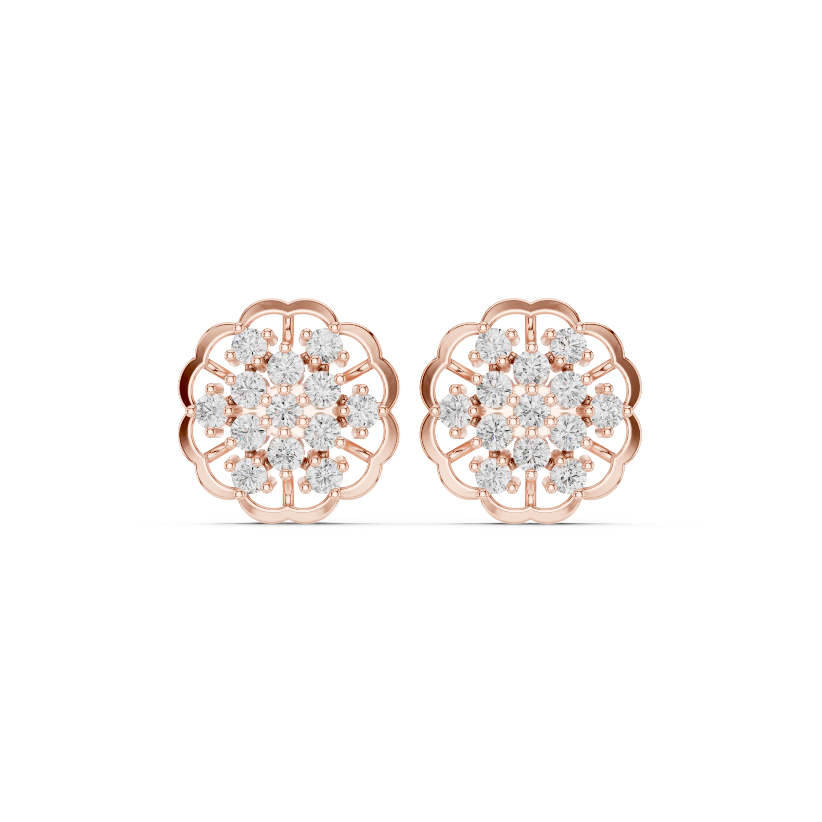  Rose Gold Timeless Filigree Lace Earrings Front View