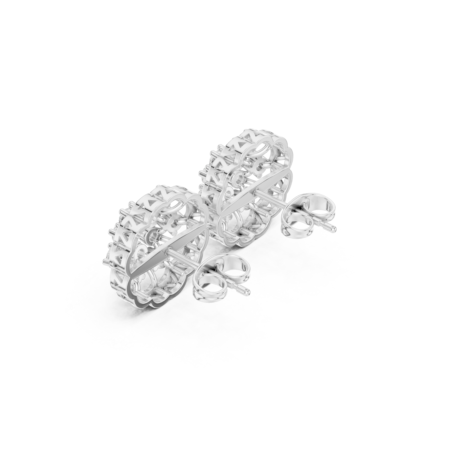  White Gold Timeless Filigree Lace Earrings Right View