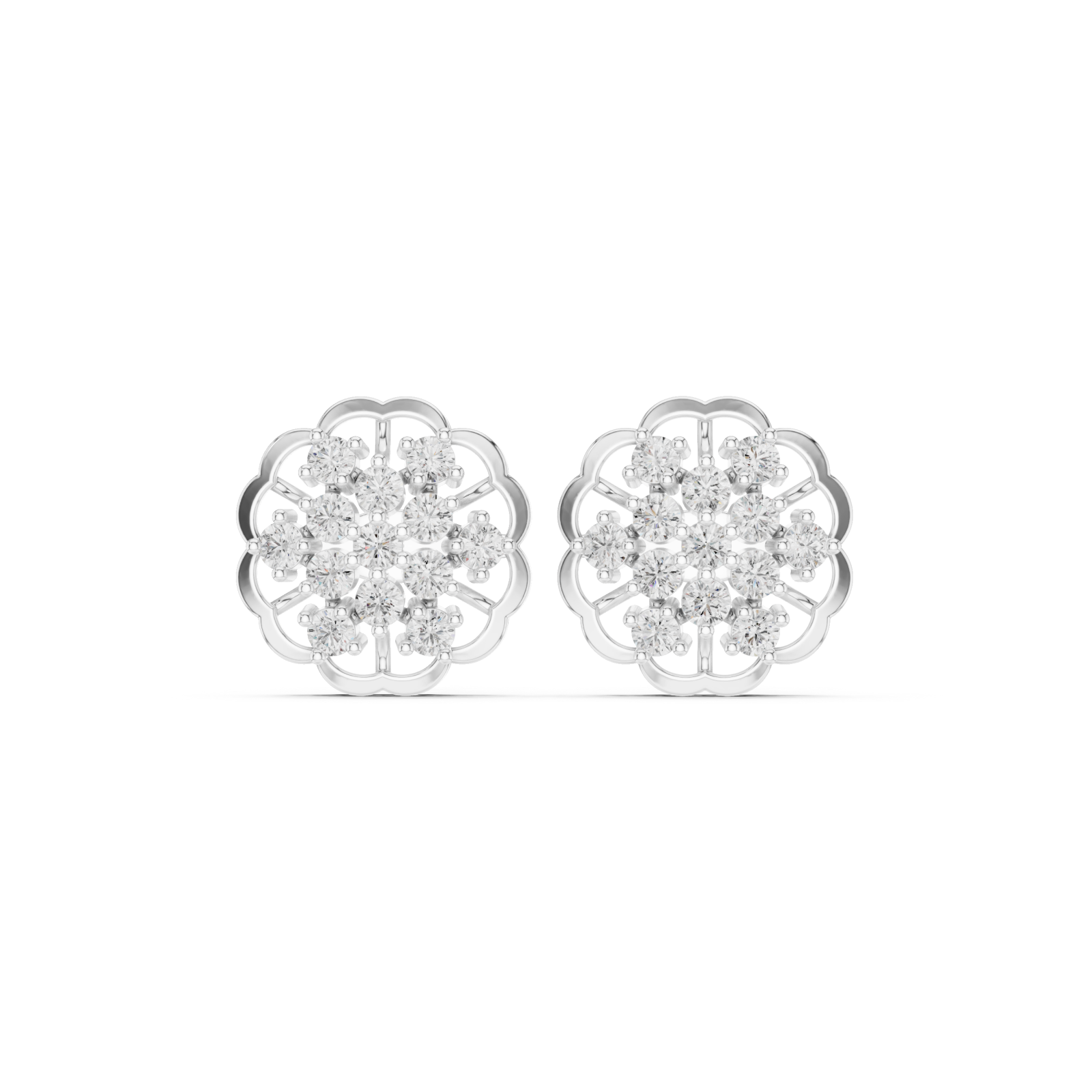  White Gold Timeless Filigree Lace Earrings Front View