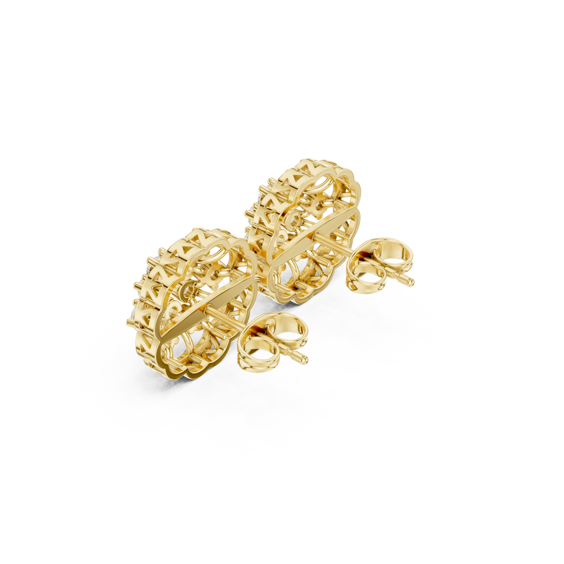 Gold Timeless Filigree Lace Earrings Right View