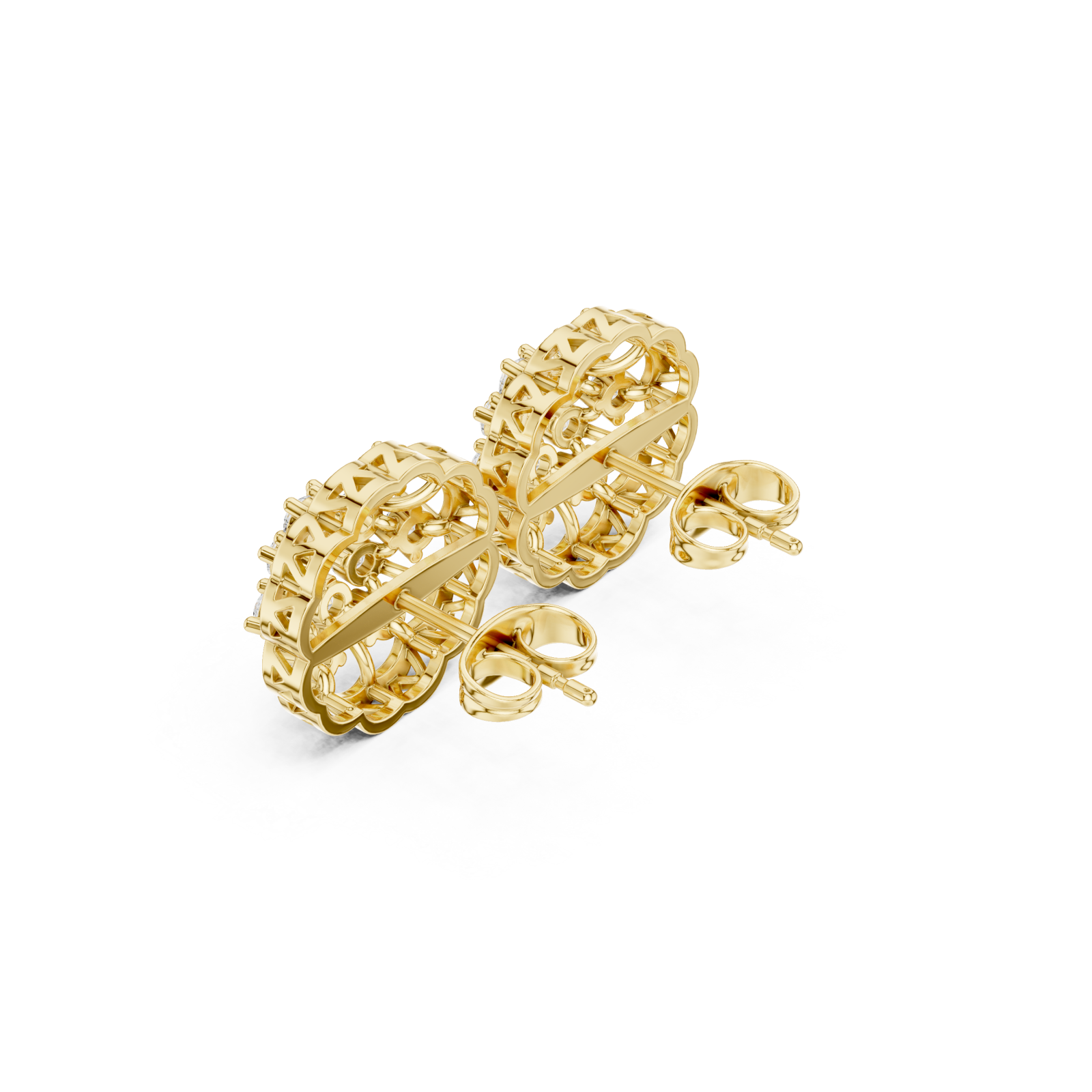 Gold Timeless Filigree Lace Earrings Right View