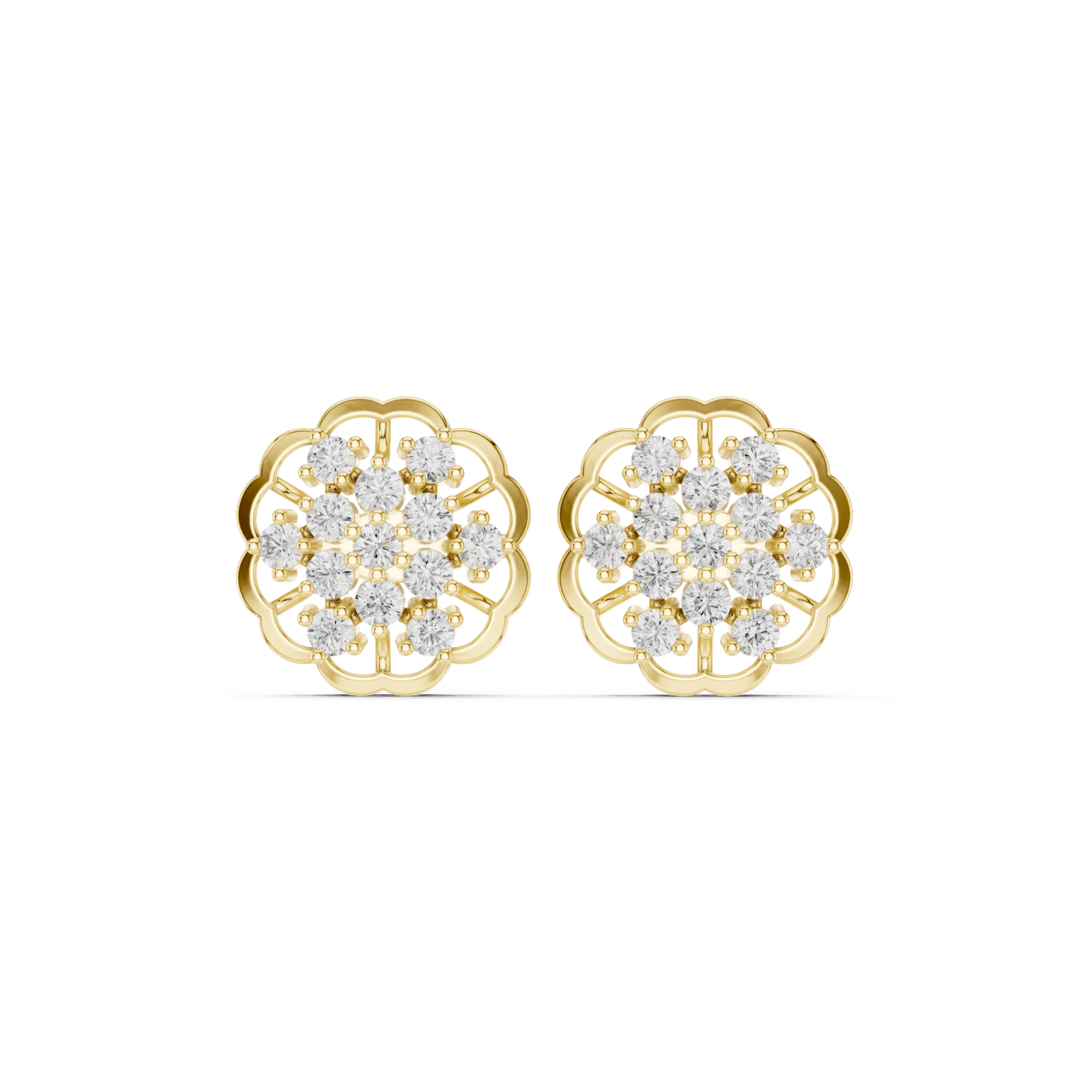  Gold Timeless Filigree Lace Earrings Front View