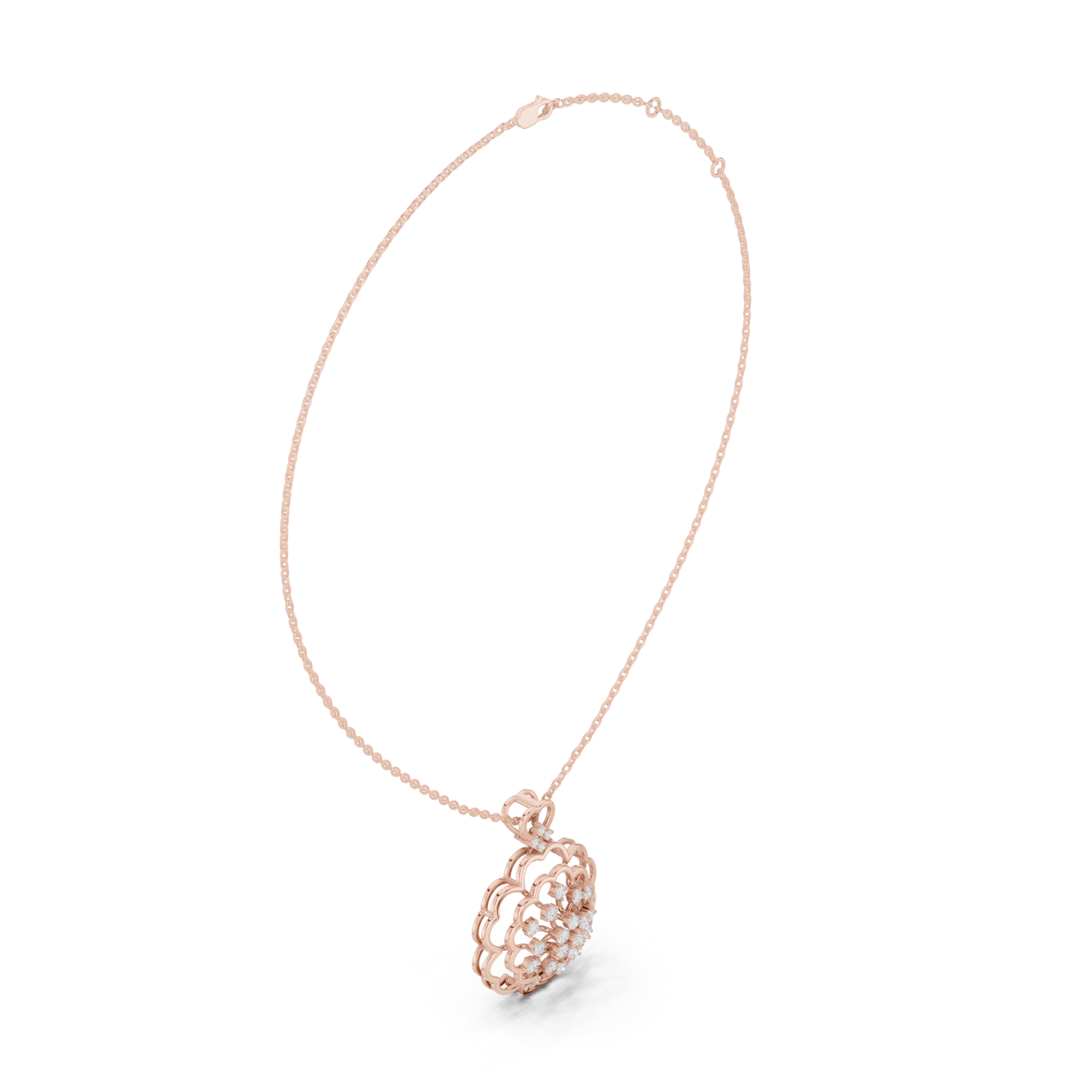  Rose Gold Delicate Petal Embrace Pendant Left View