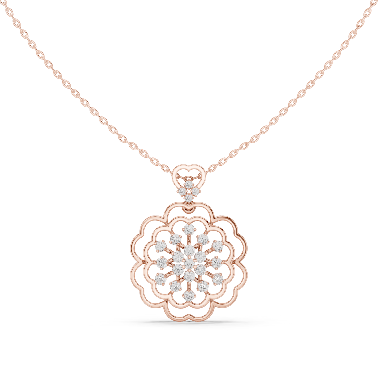  Rose Gold Delicate Petal Embrace Pendant Front View