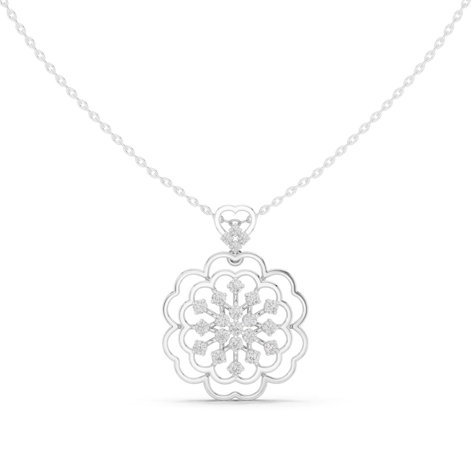  White Gold Delicate Petal Embrace Pendant Right View