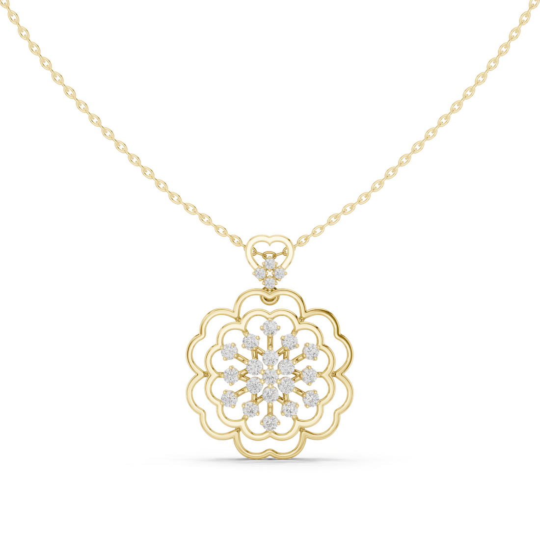 Gold Delicate Petal Embrace Pendant Right View