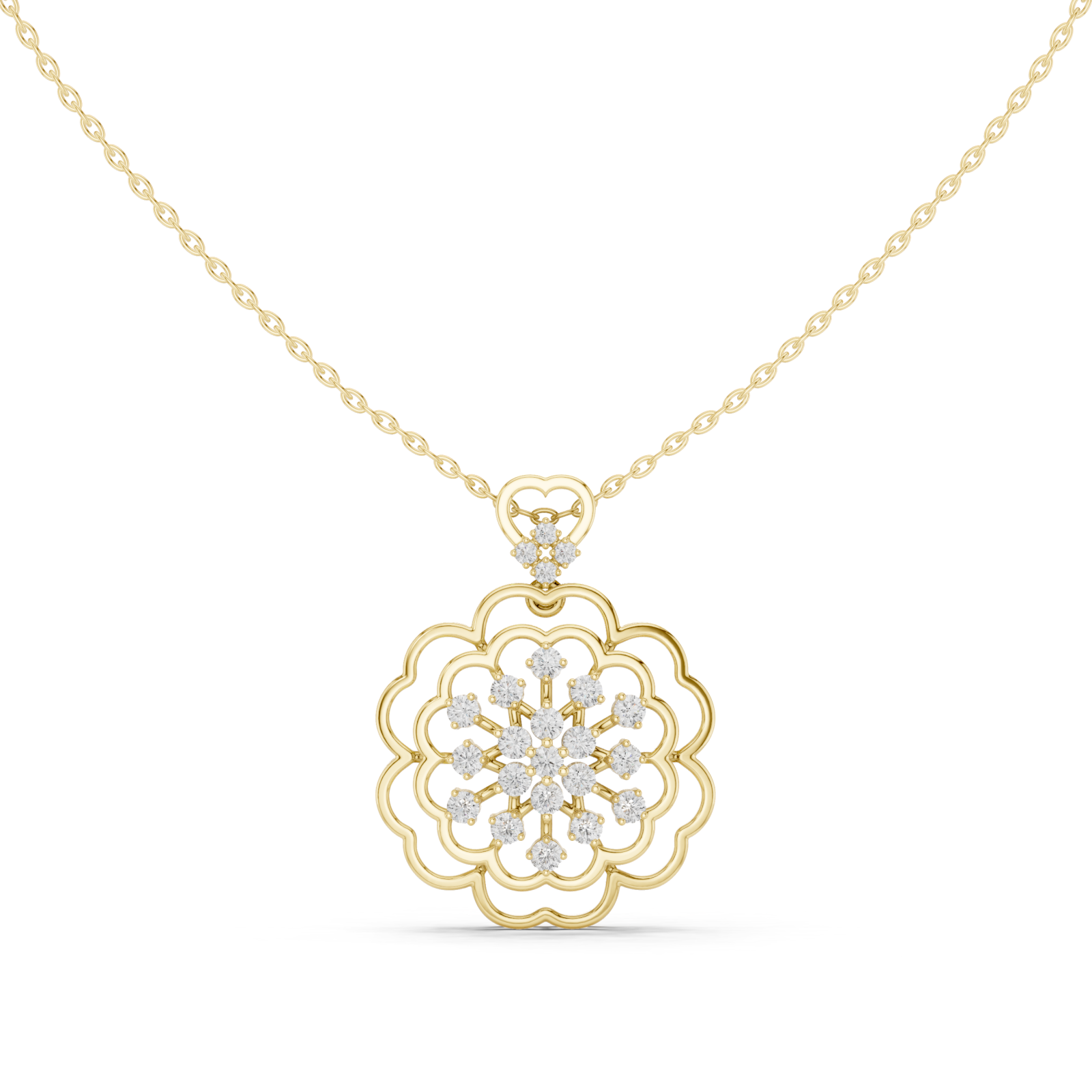 Gold Delicate Petal Embrace Pendant Right View