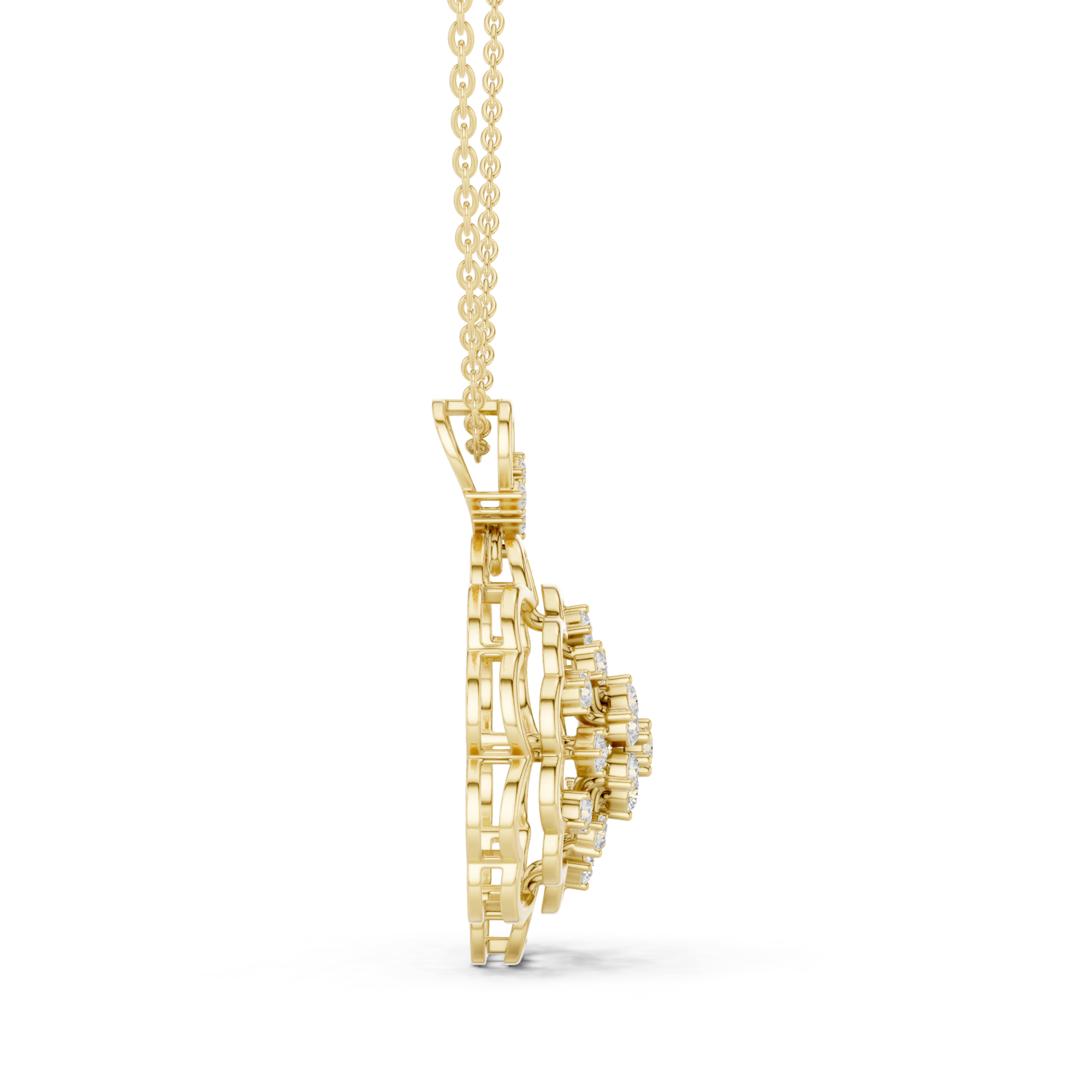  Gold Delicate Petal Embrace Pendant Side View