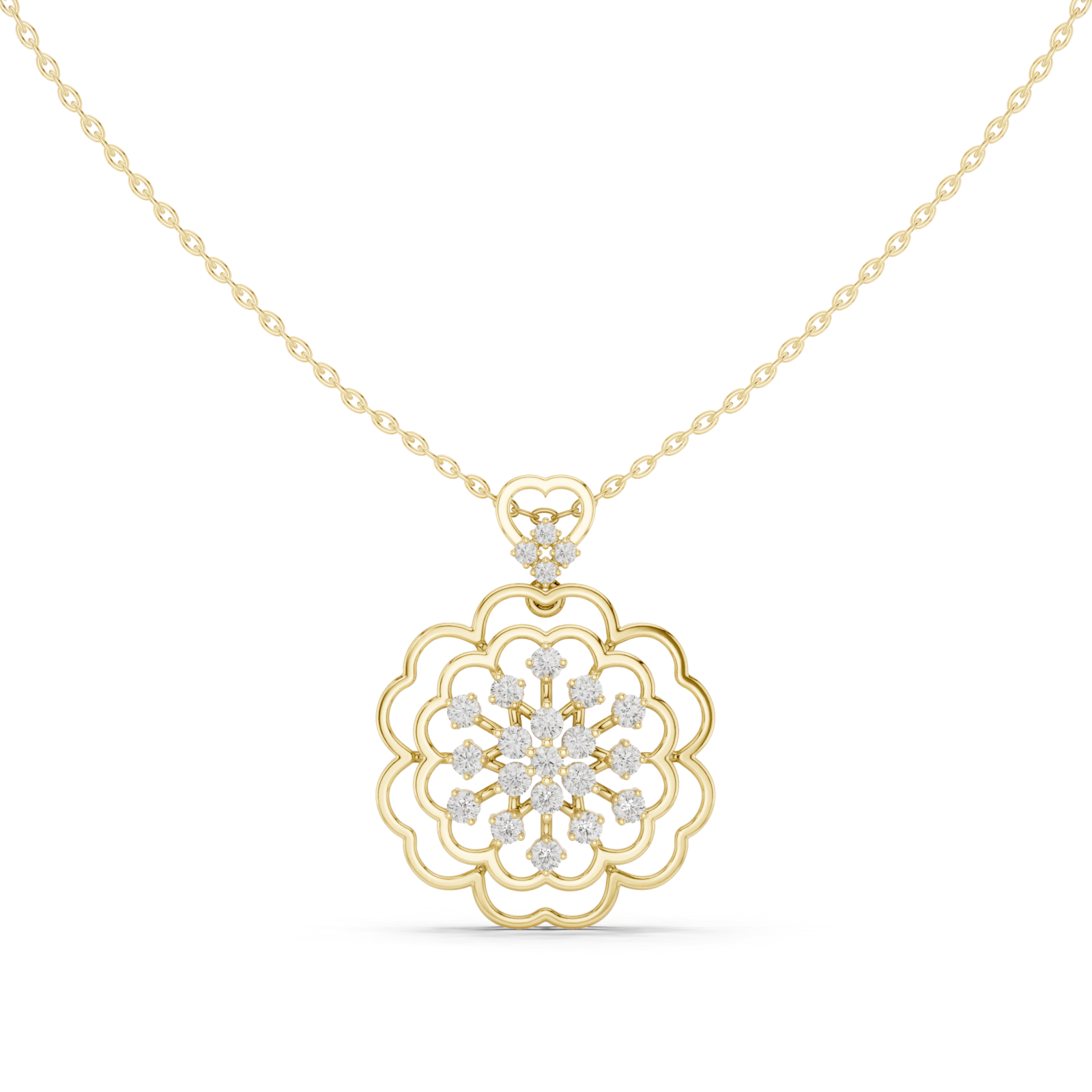  Gold Delicate Petal Embrace Pendant Front View