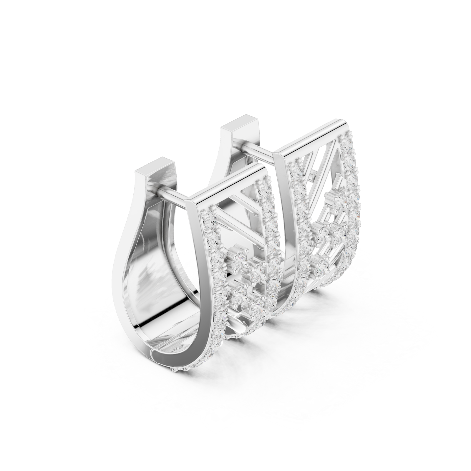  White Gold Harmony Hoop Earrings Left View