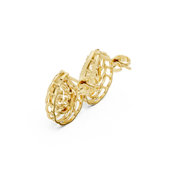 Gold Radiant Lattice Pear Accent Earrings Right View