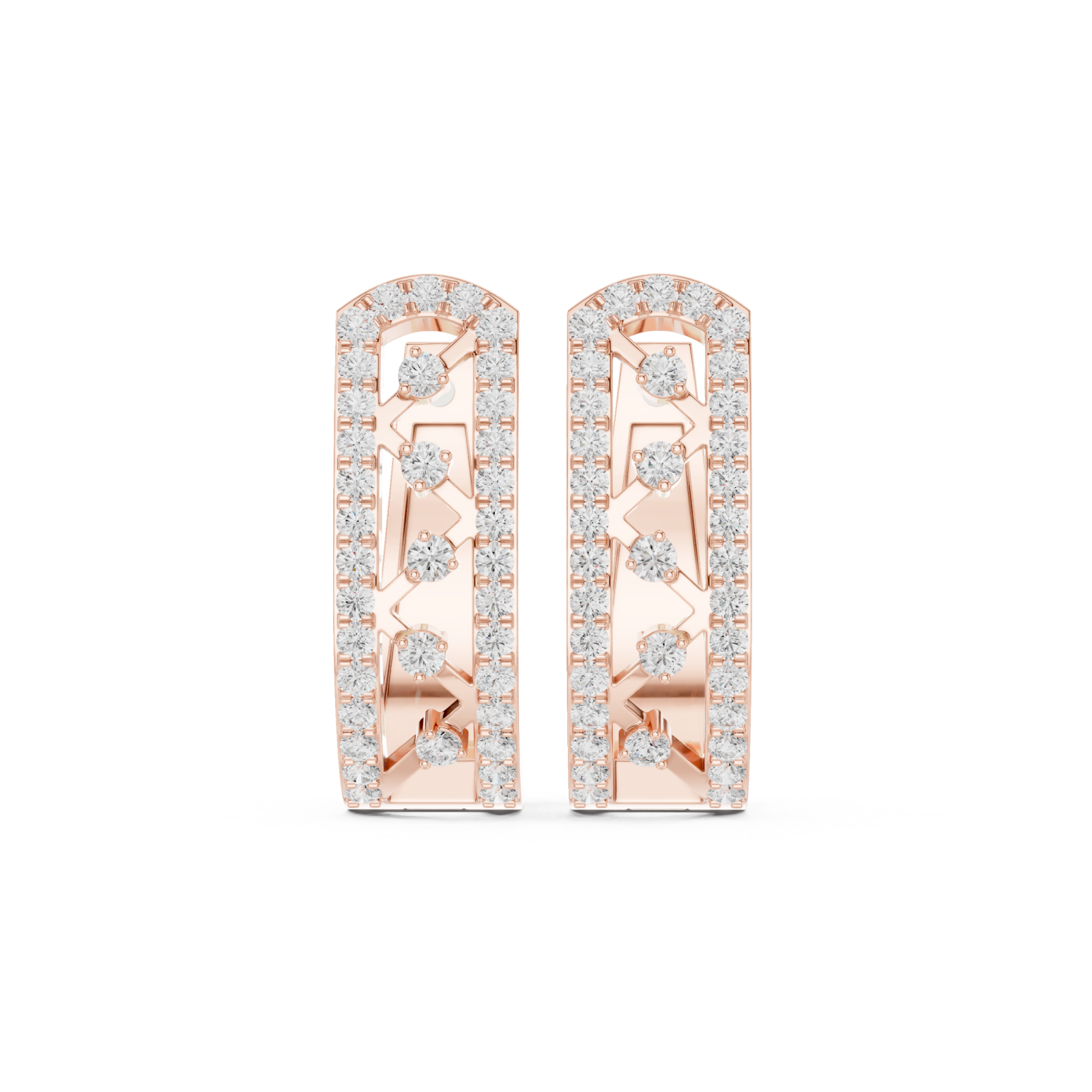  Rose Gold Classic Arc Silhouette Hoop Earrings Front View