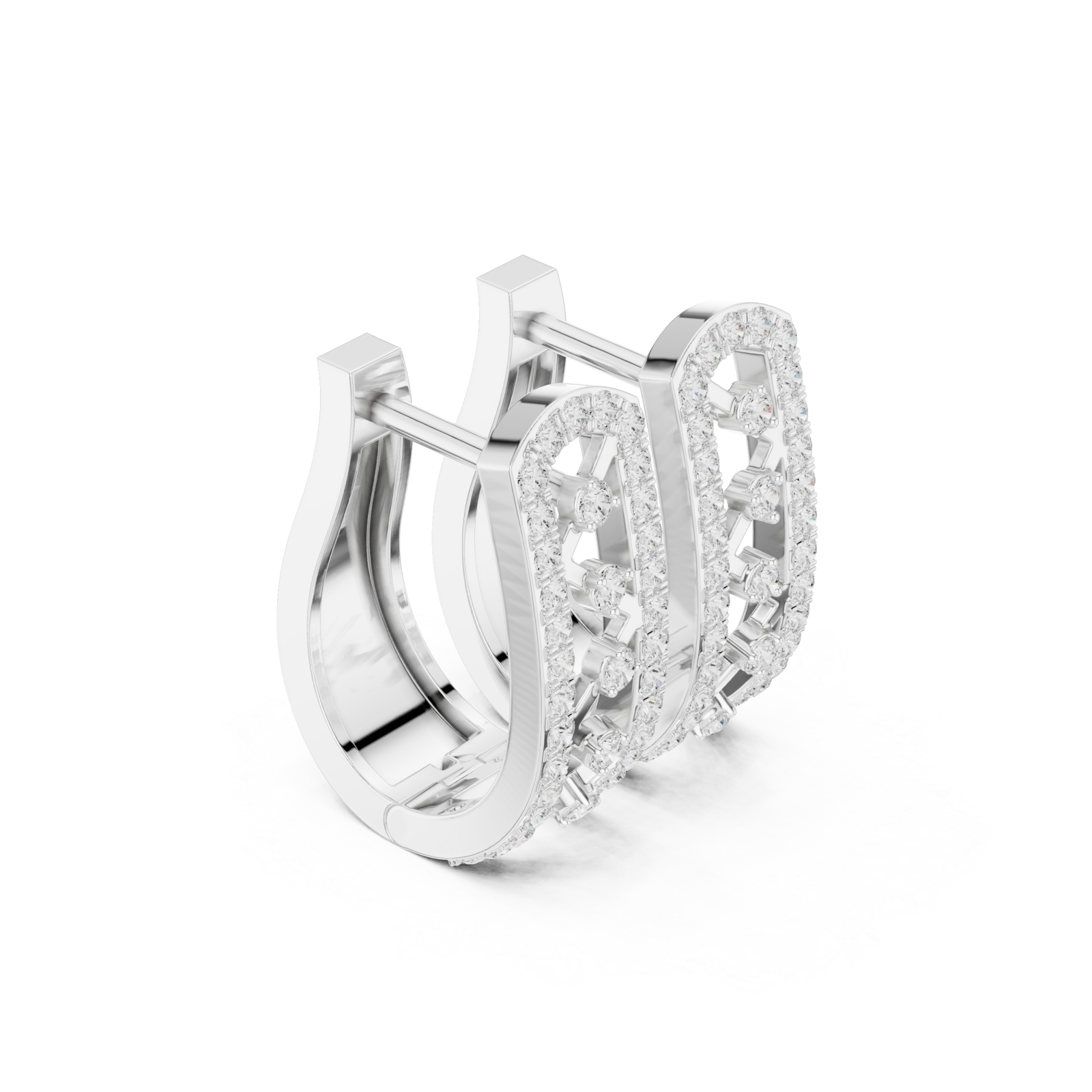  White Gold Classic Arc Silhouette Hoop Earrings Left View