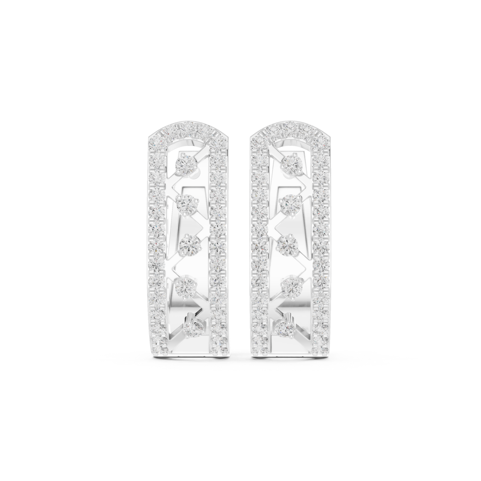  White Gold Classic Arc Silhouette Hoop Earrings Front View