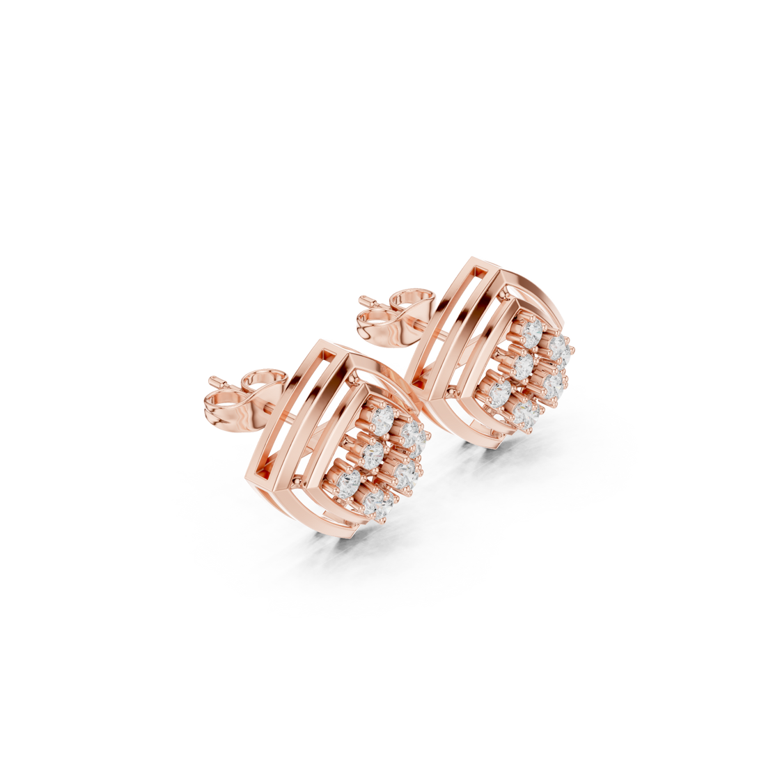  Rose Gold Infinity Pavé Sculpted Modern Earrings Front View