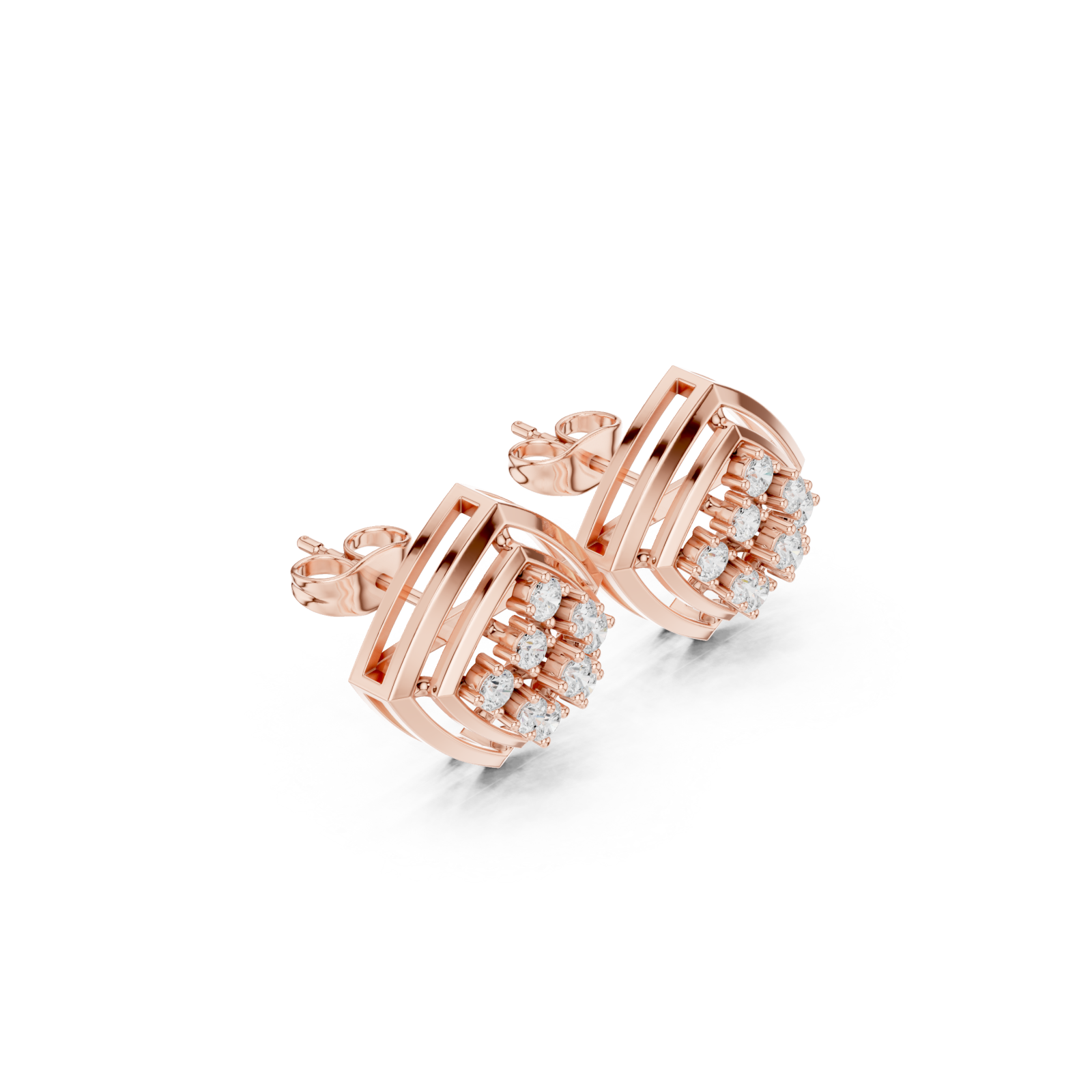 Rose Gold Infinity Pavé Sculpted Modern Earrings Left View
