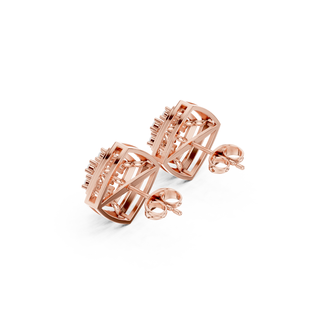  Rose Gold Infinity Pavé Sculpted Modern Earrings Right View
