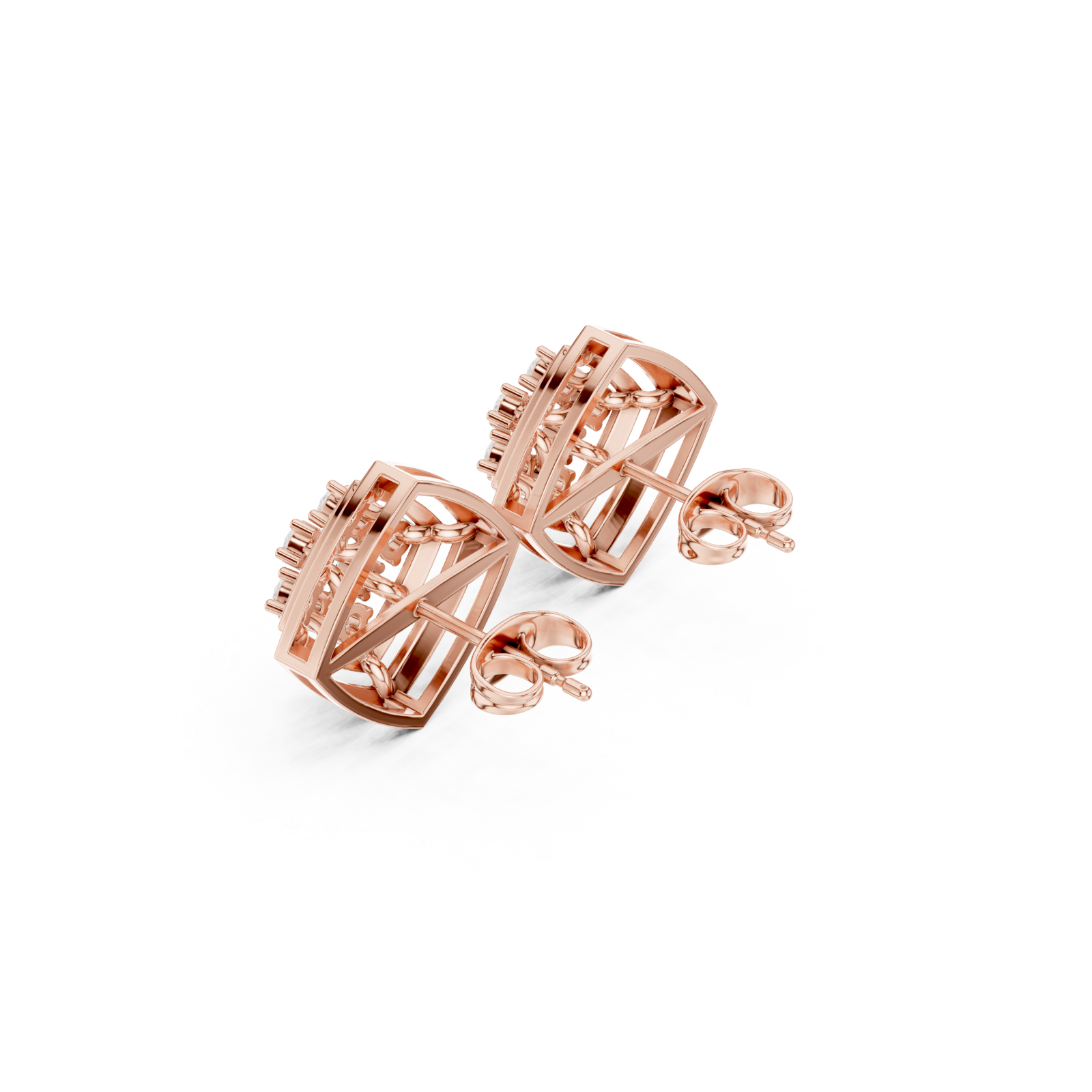  Rose Gold Infinity Pavé Sculpted Modern Earrings Right View