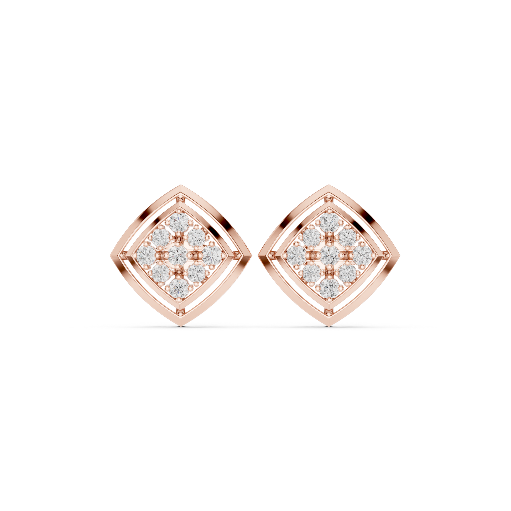 Rose Gold Infinity Pavé Sculpted Modern Earrings Front View