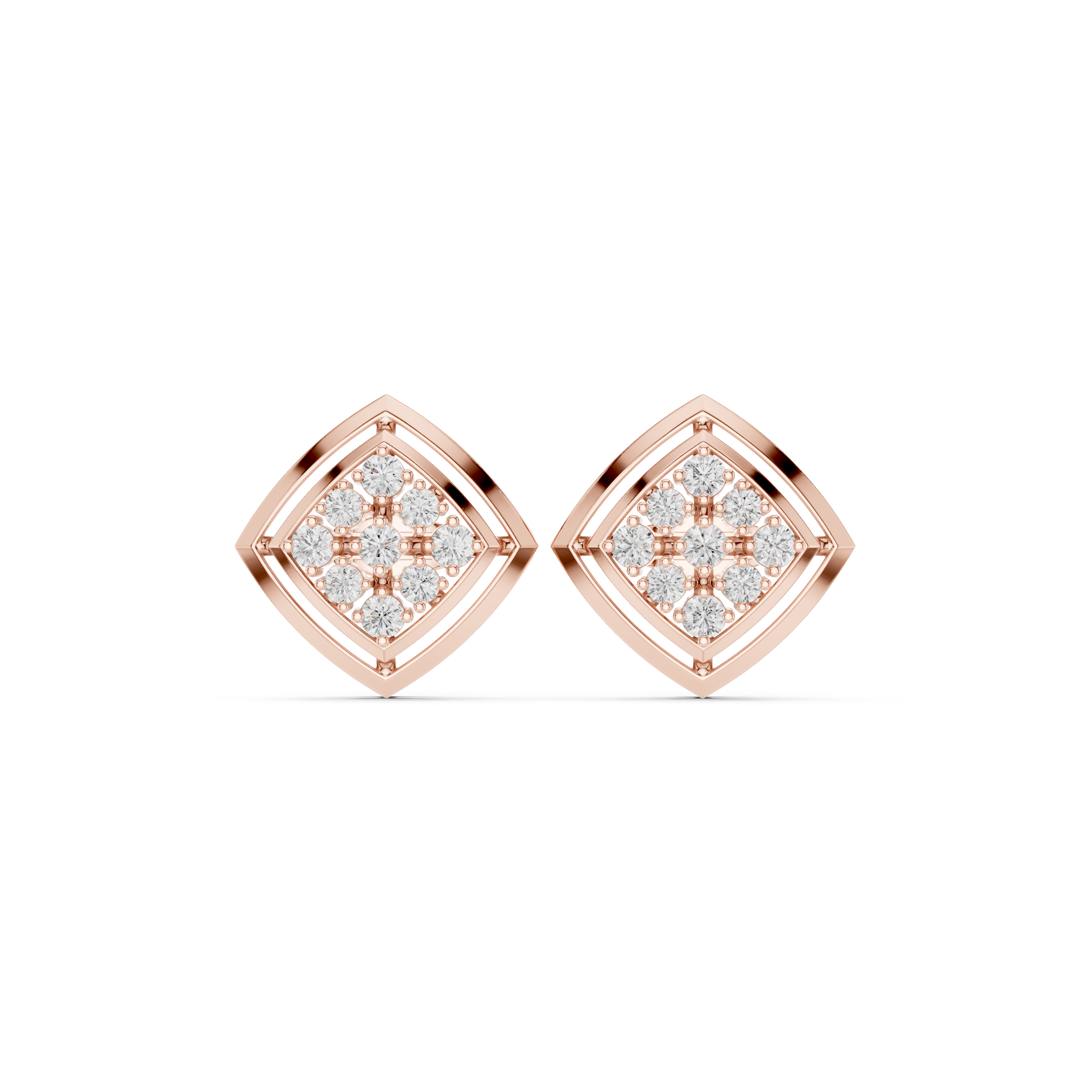  Rose Gold Infinity Pavé Sculpted Modern Earrings Front View