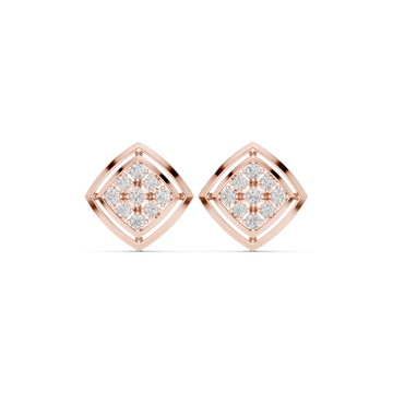  Rose Gold Infinity Pavé Sculpted Modern Earrings Front View