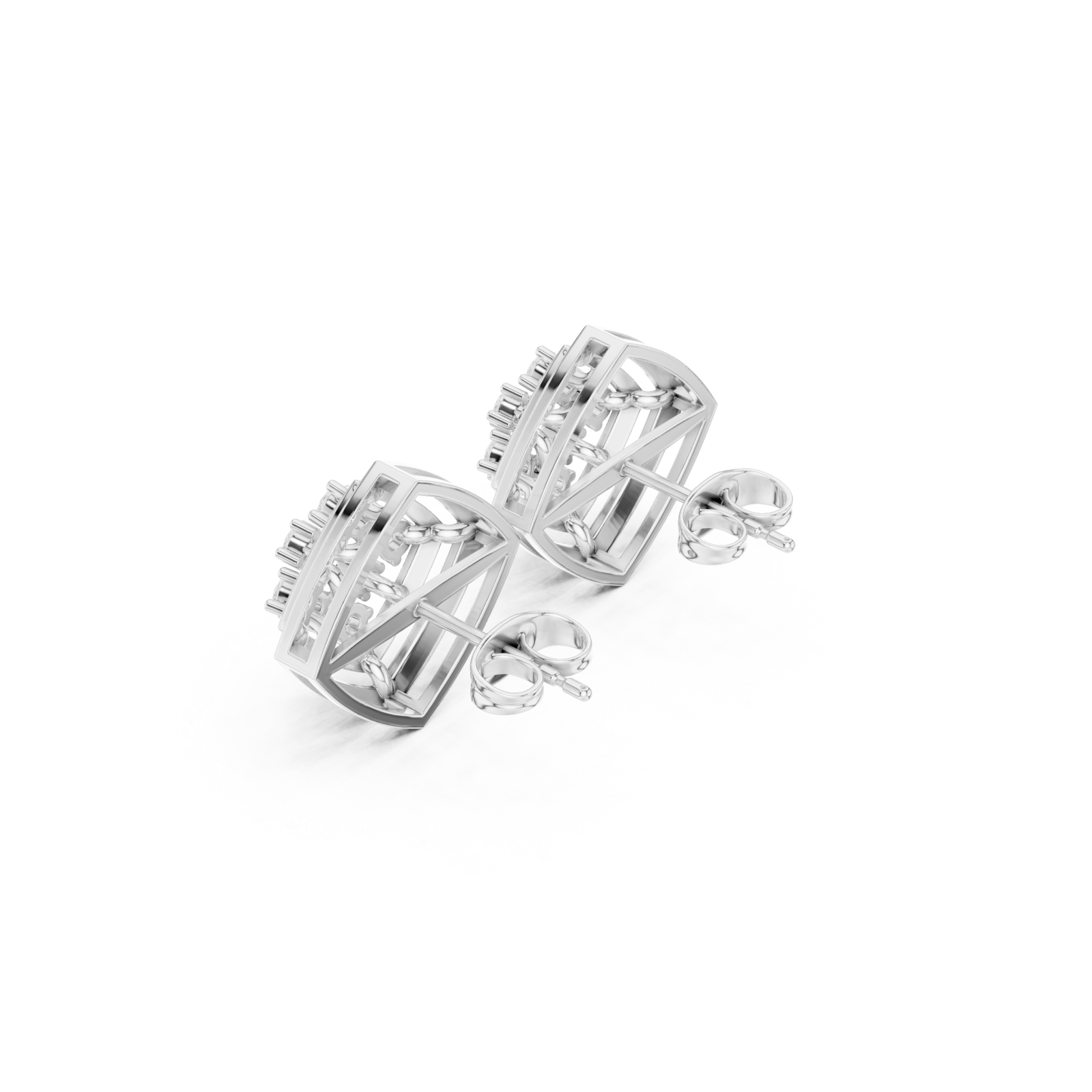  White Gold Infinity Pavé Sculpted Modern Earrings Right View